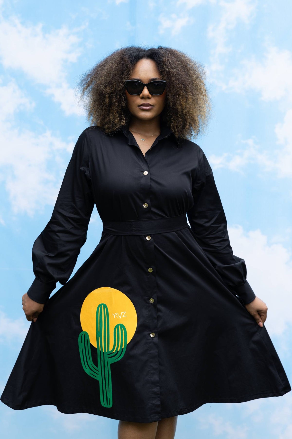 Robe Chemise Arizona I – Noire |Signature D Jaune