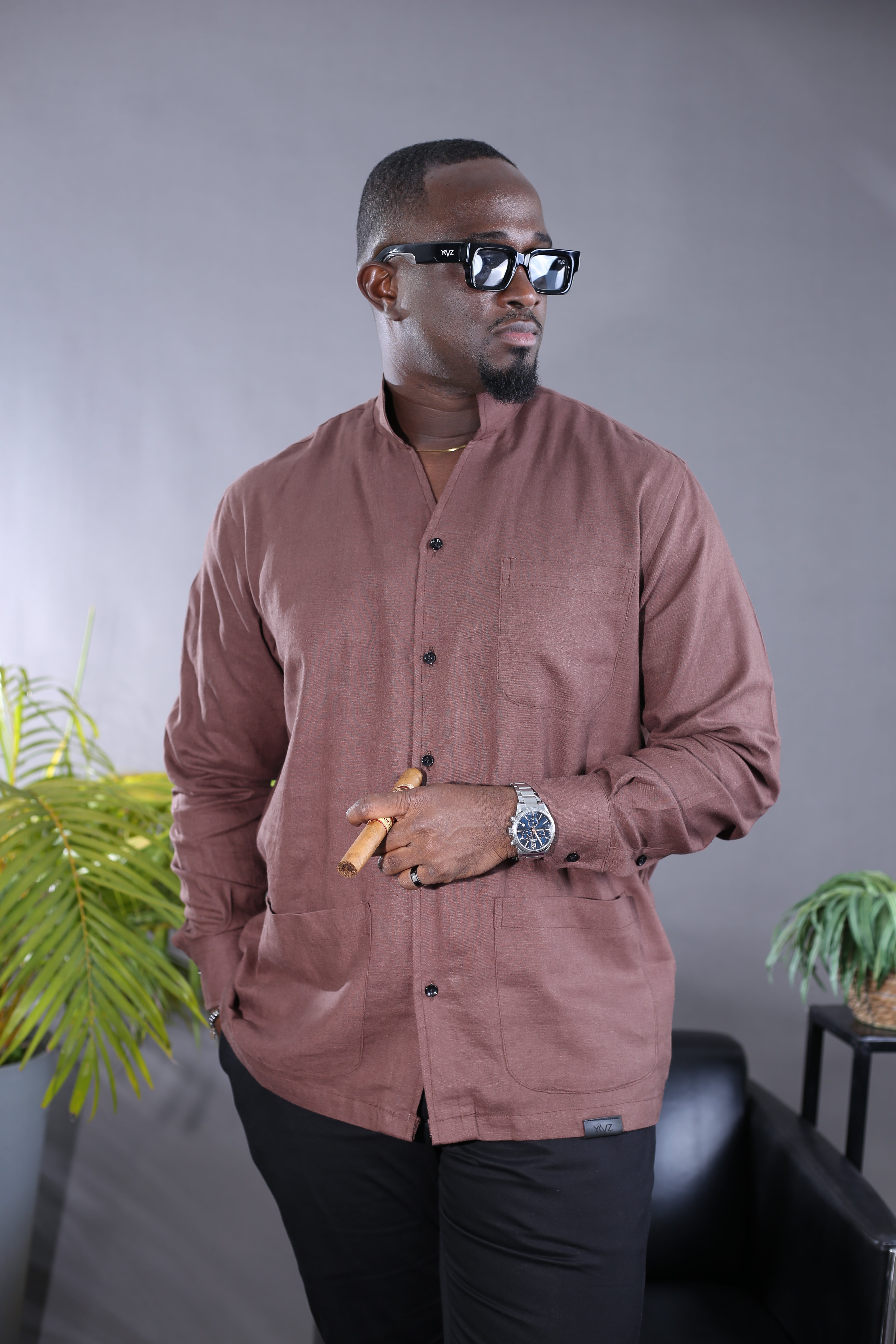 Chemise Kintu II Lin marron