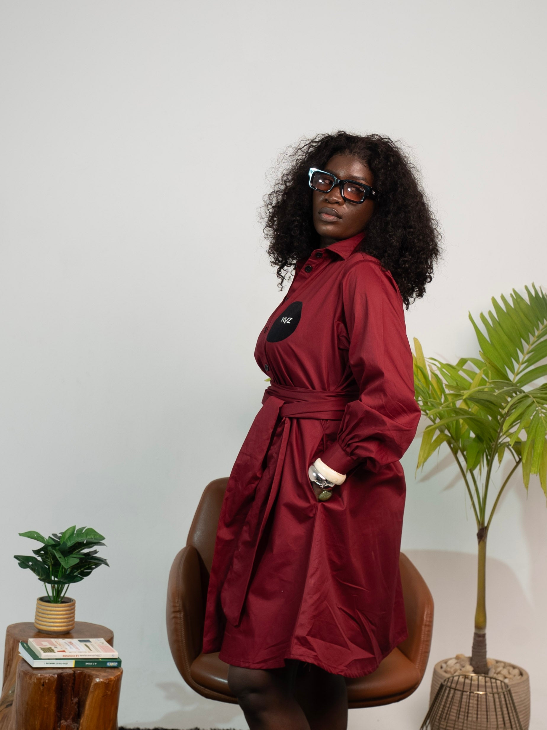 Robe Chemise LÉA II – Rouge | Signature D Fuchsia Noir