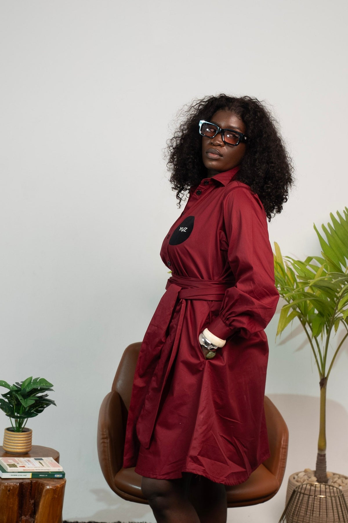 Robe Chemise LÉA II – Rouge | Signature D Fuchsia Noir