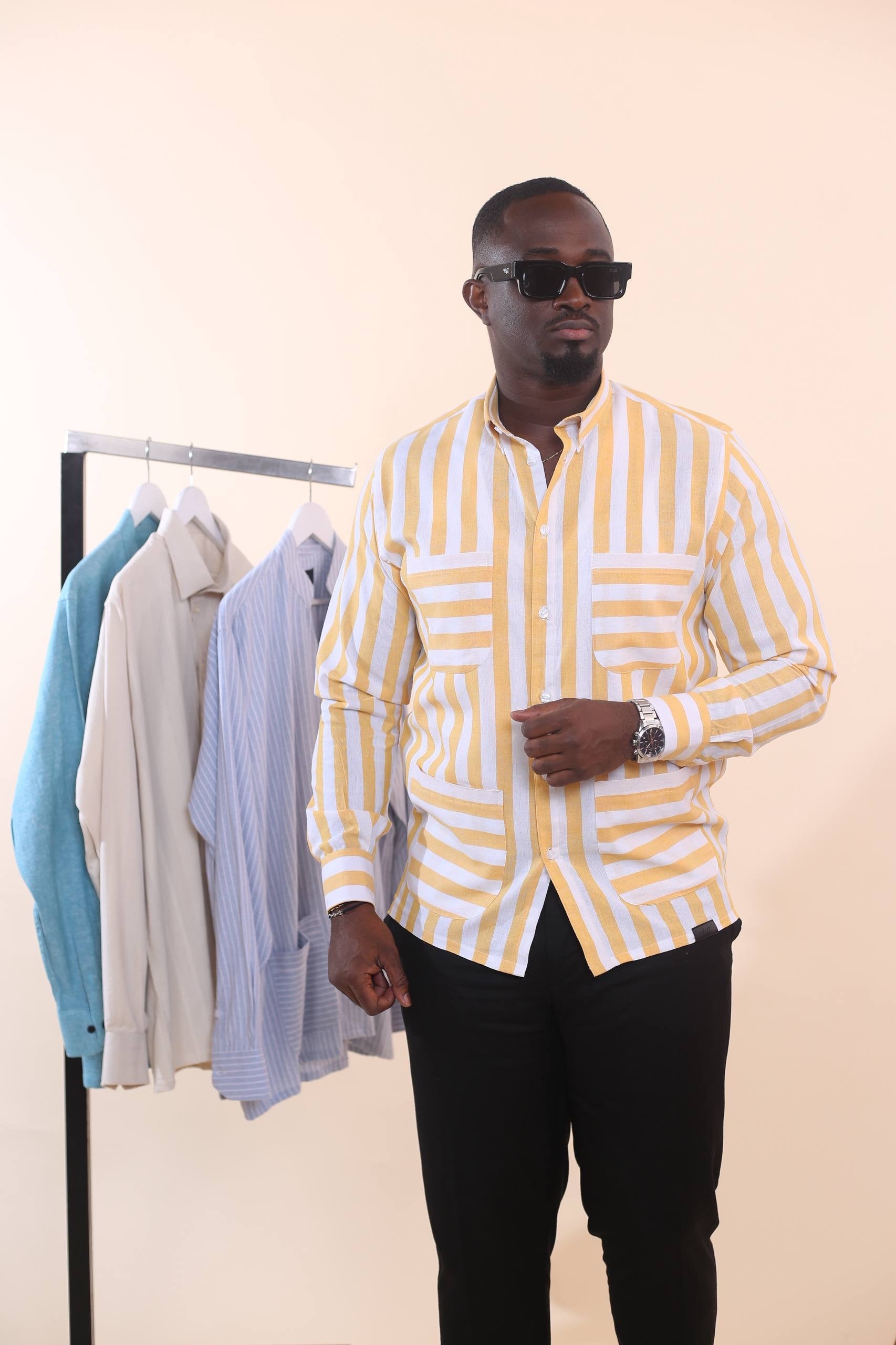 Chemise Caïda Lin - Rayure Jaune & blanc