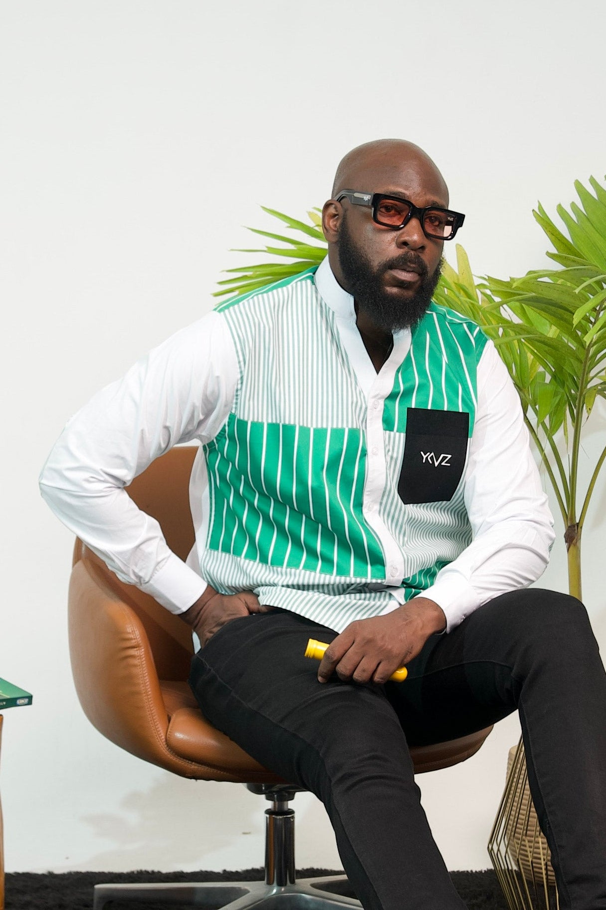 Chemise HARMONIA I - Grafique Vert Blanc|Signature Classique Noire