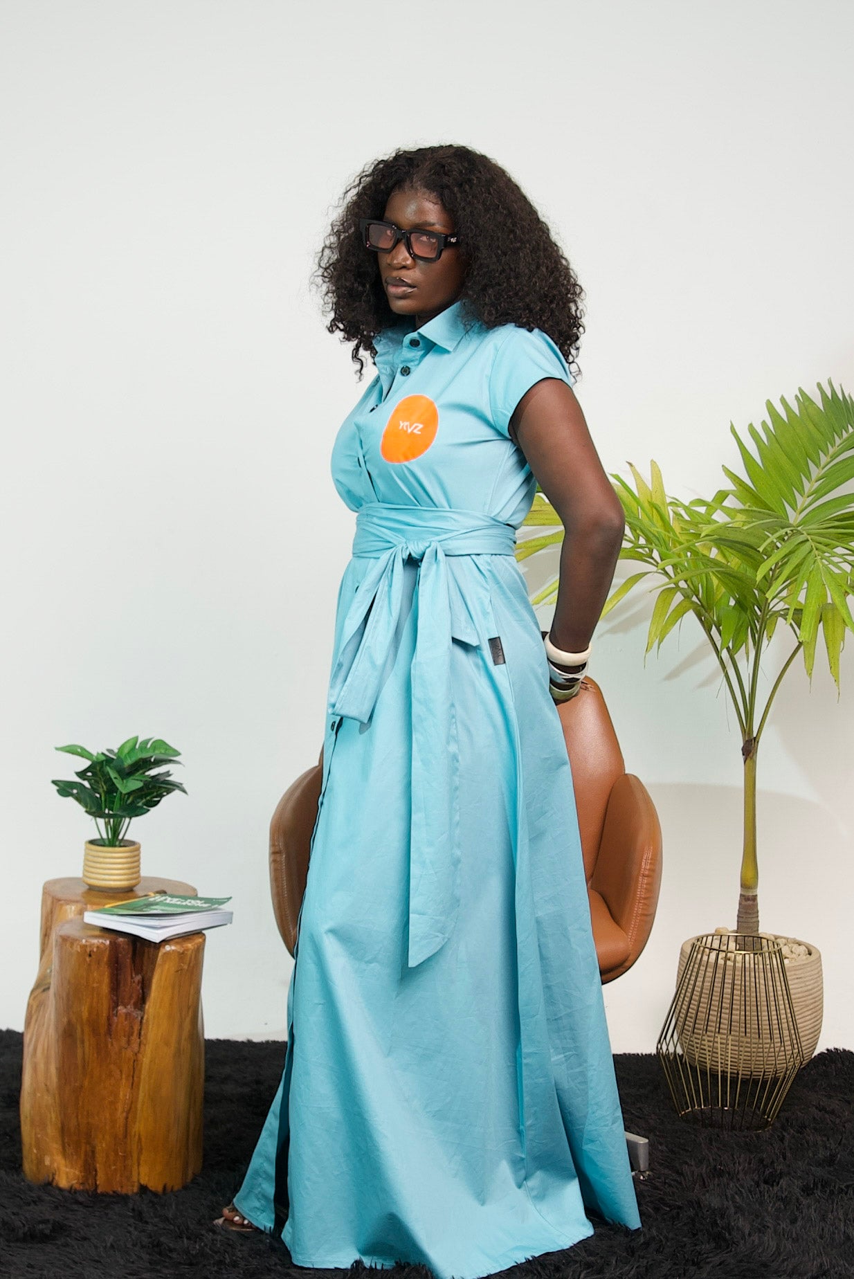 Robe Chemise SIENNA I – Bleu Ciel| Signature D Orange