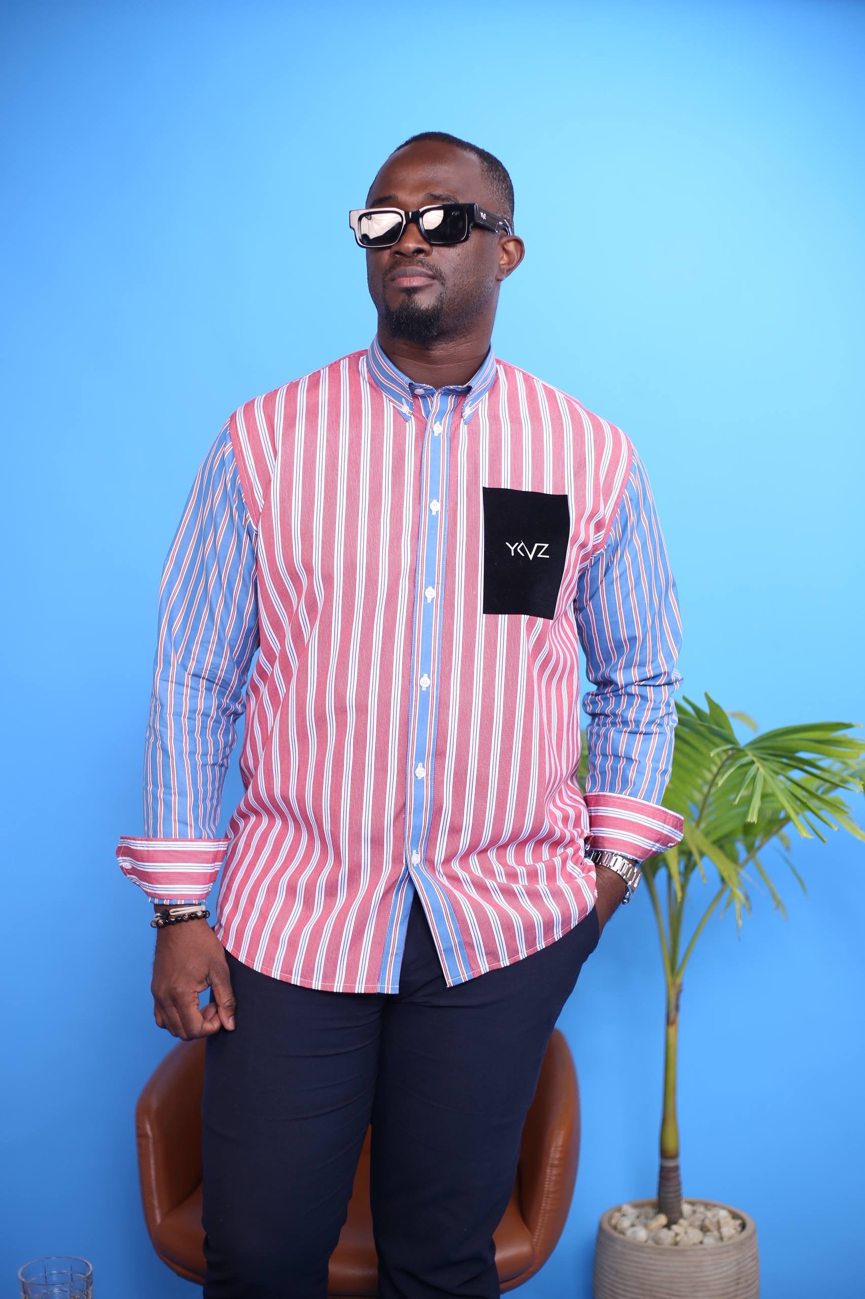 Chemise Oslo – Bicolore Bleu & Rouge | Signature Classique Noir