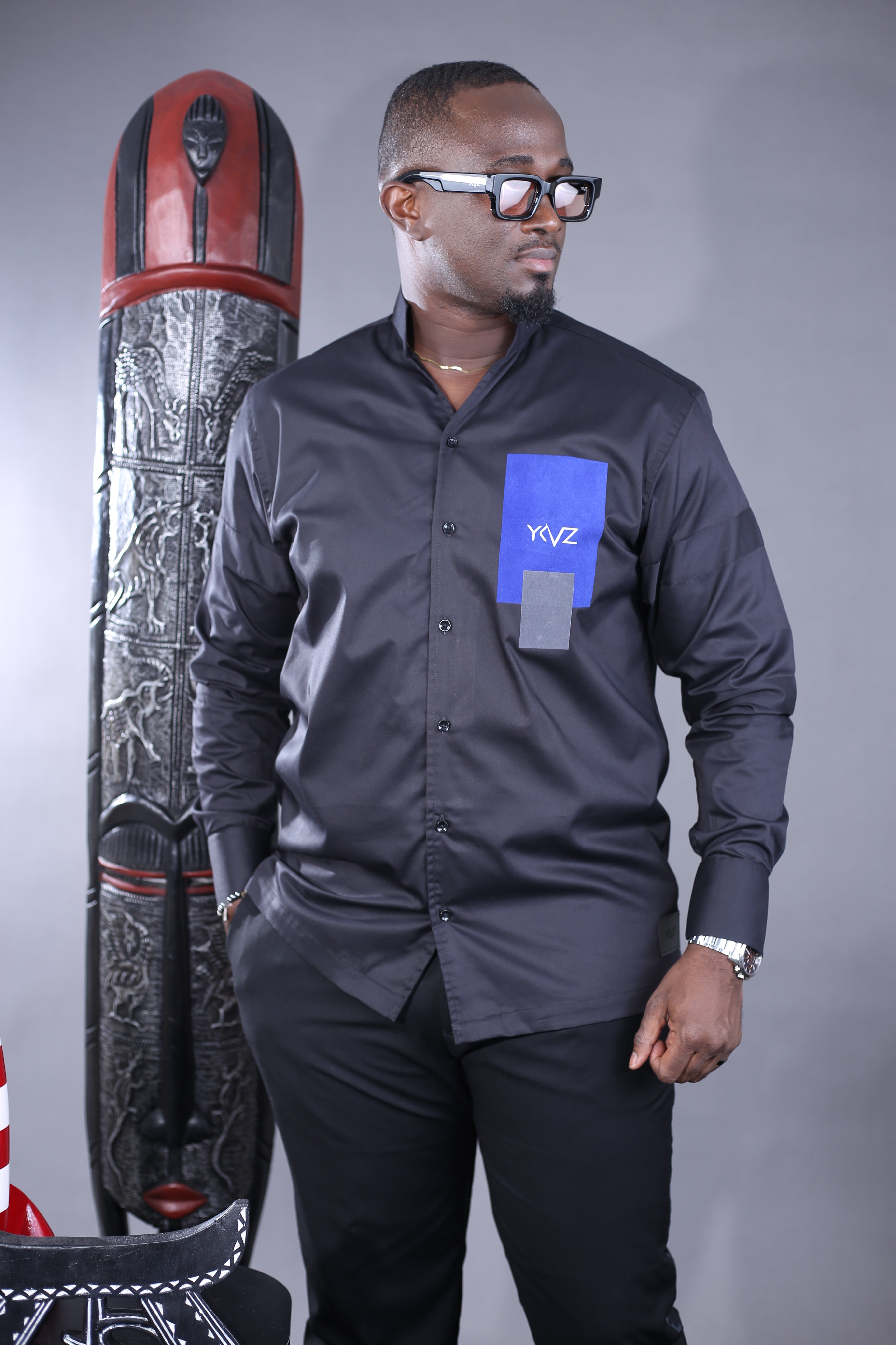 Chemise Sport ARMLET - Edition II Noir Logo Bleu Gris