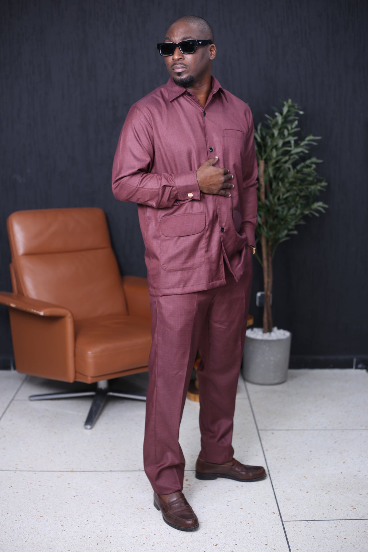 Ensemble Chemise Kômi Rouge Bordeaux