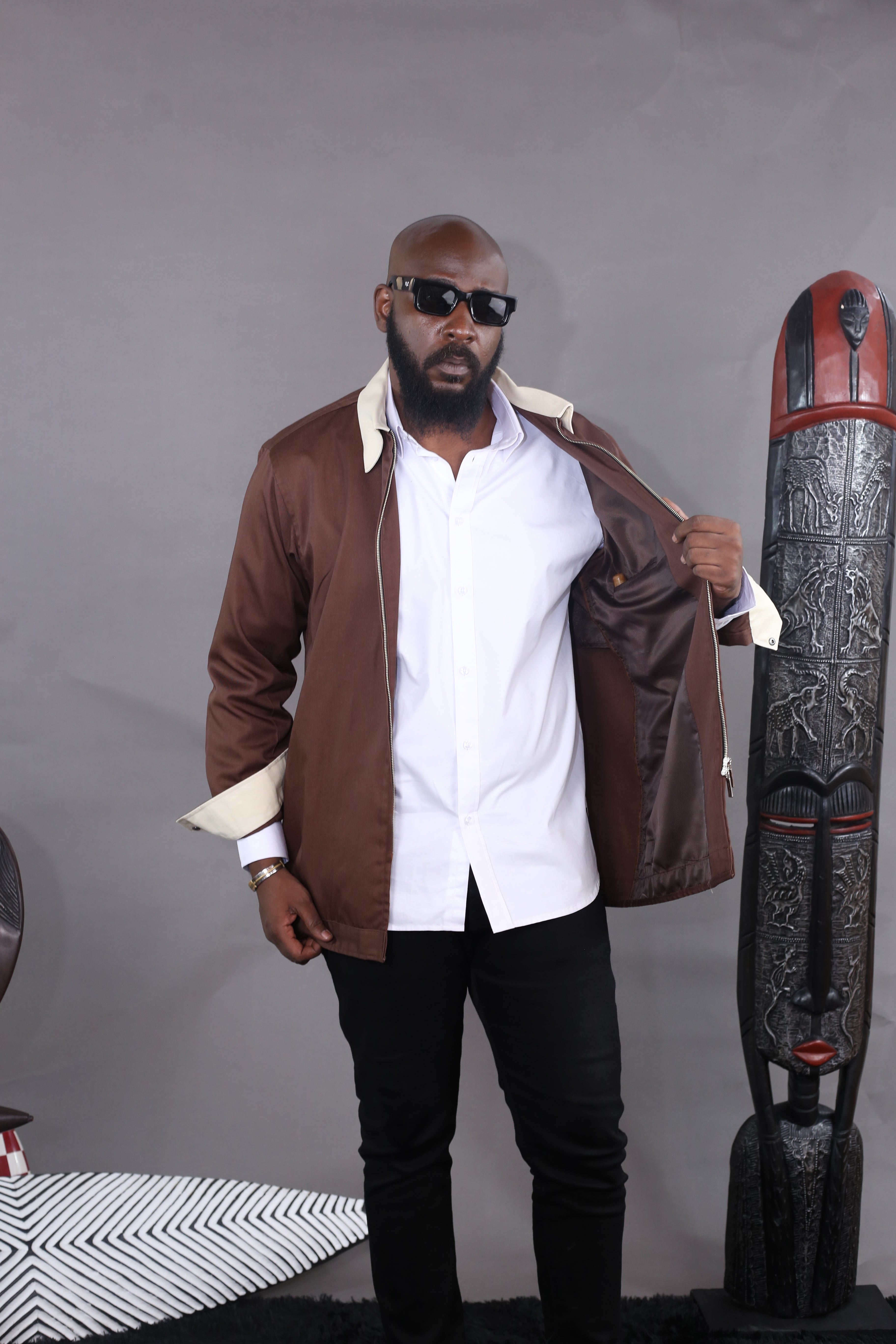 Surchemise Aviator Zip II marron/beige