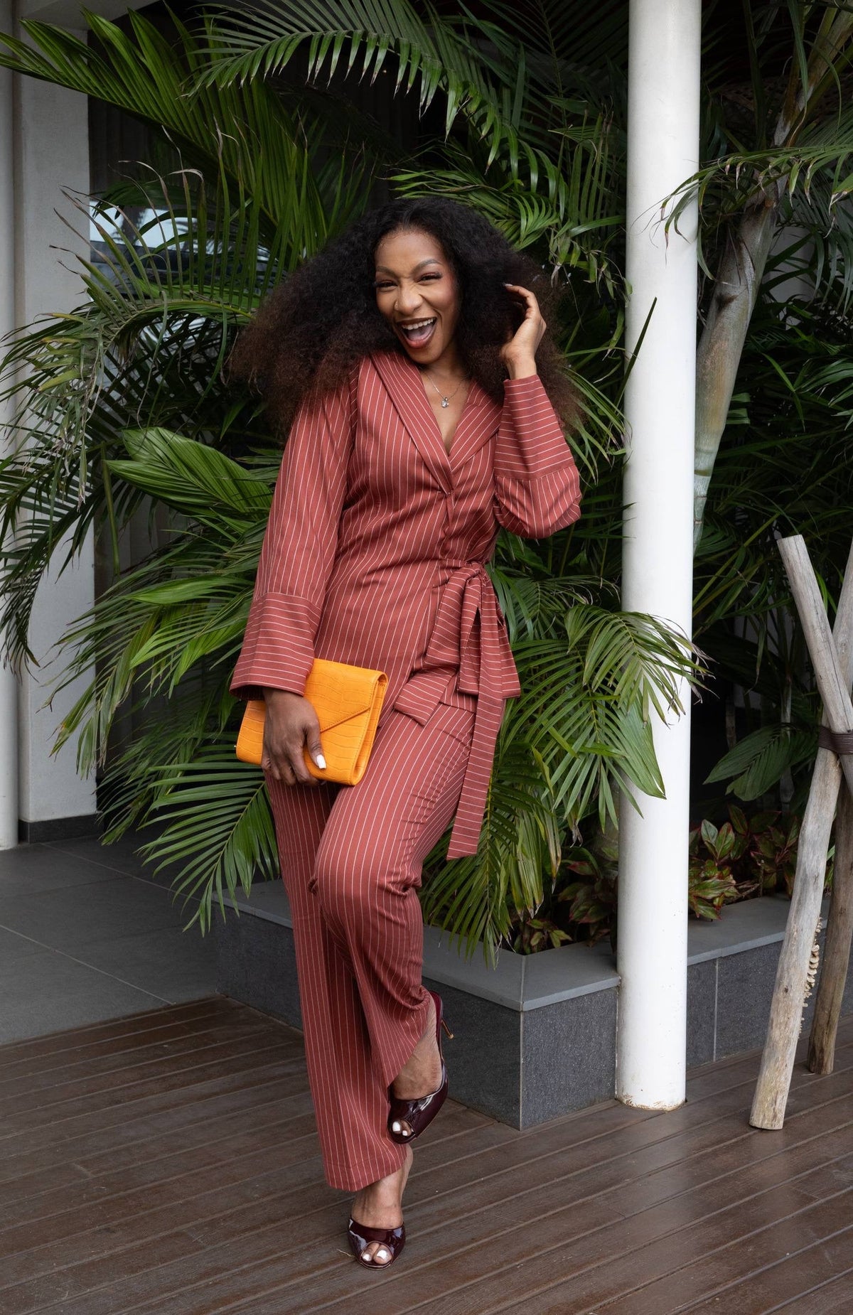 Ensemble ASCEND_Lin Rayure Rouge bordeaux