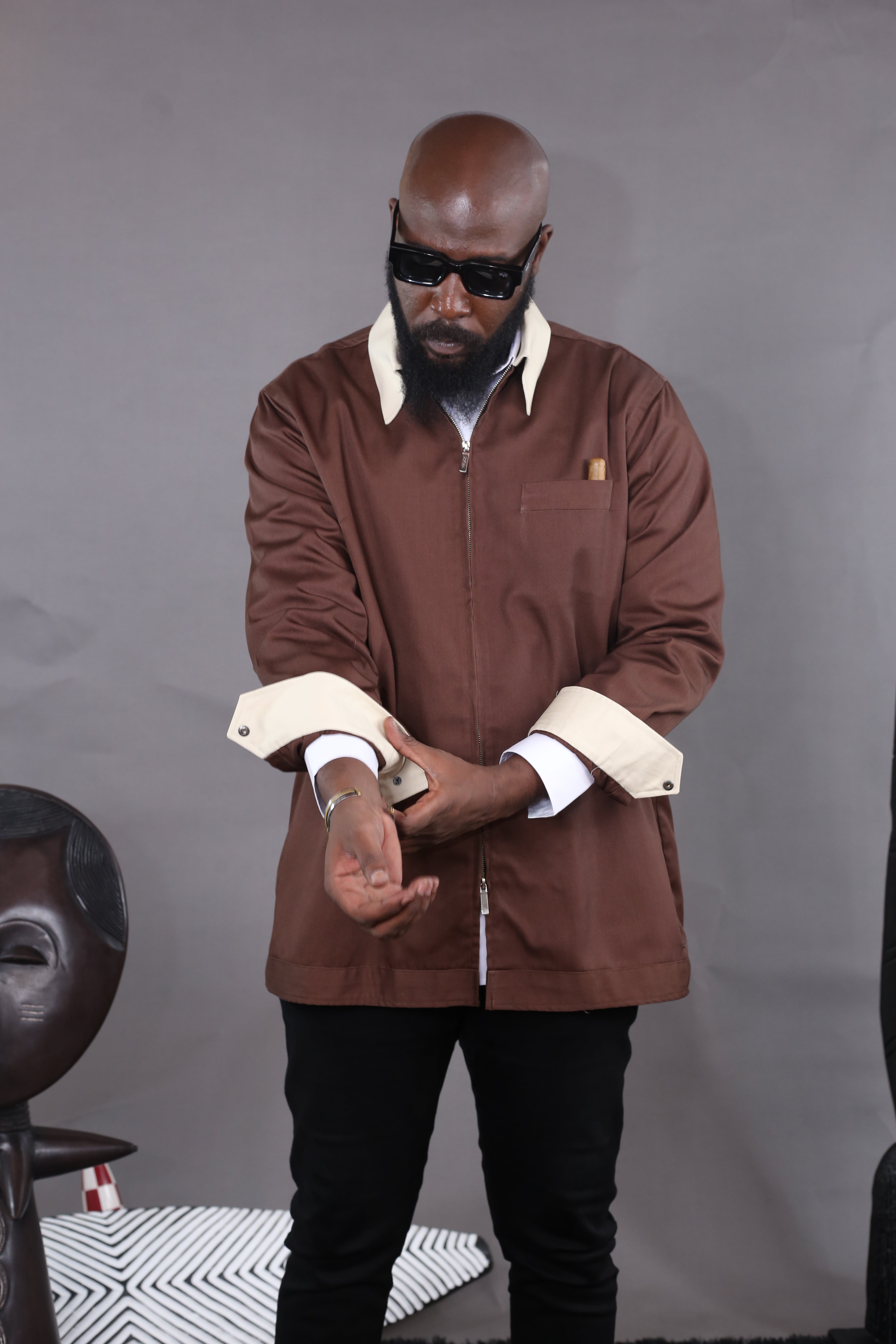 Aviator Zip II overshirt brown/beige