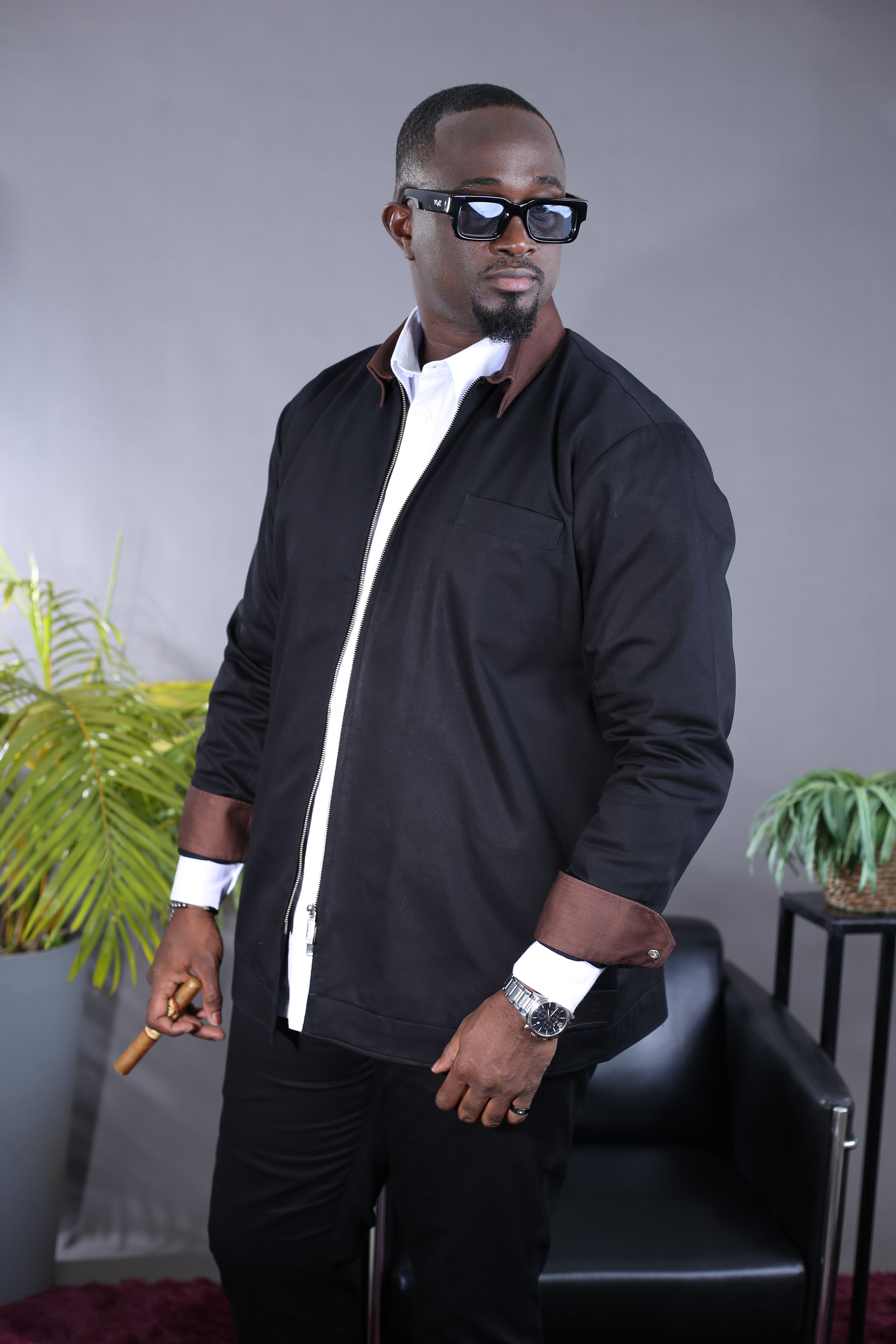 Surchemise Aviator Zip II noir/marron
