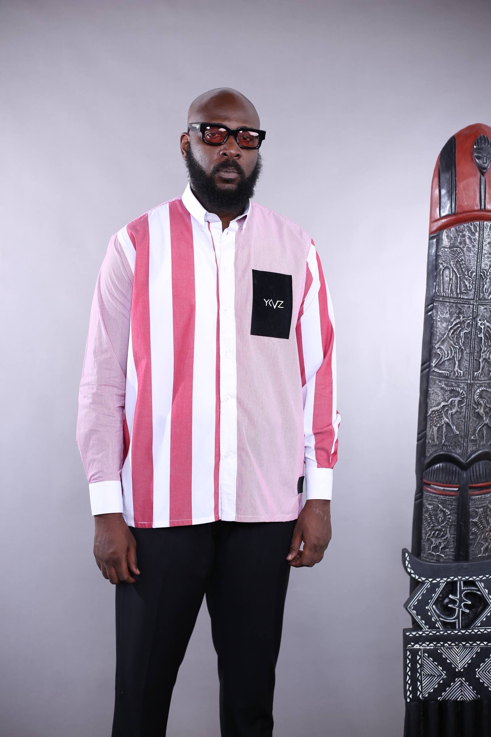 Chemise OSLO V – Rayures Rouge/ Blanc | Signature Classique Noire