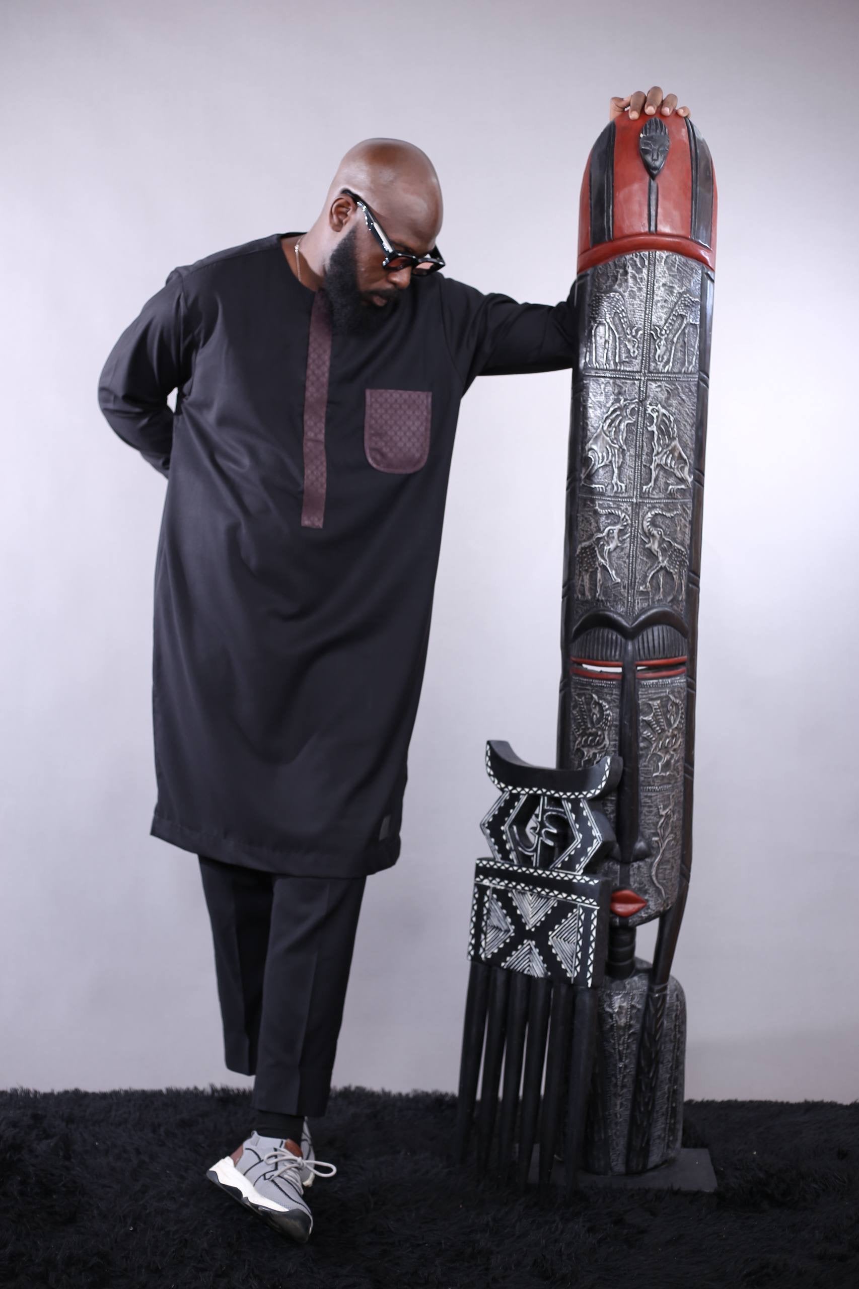 Ensemble Tunique SORAN | Noire détail Marron