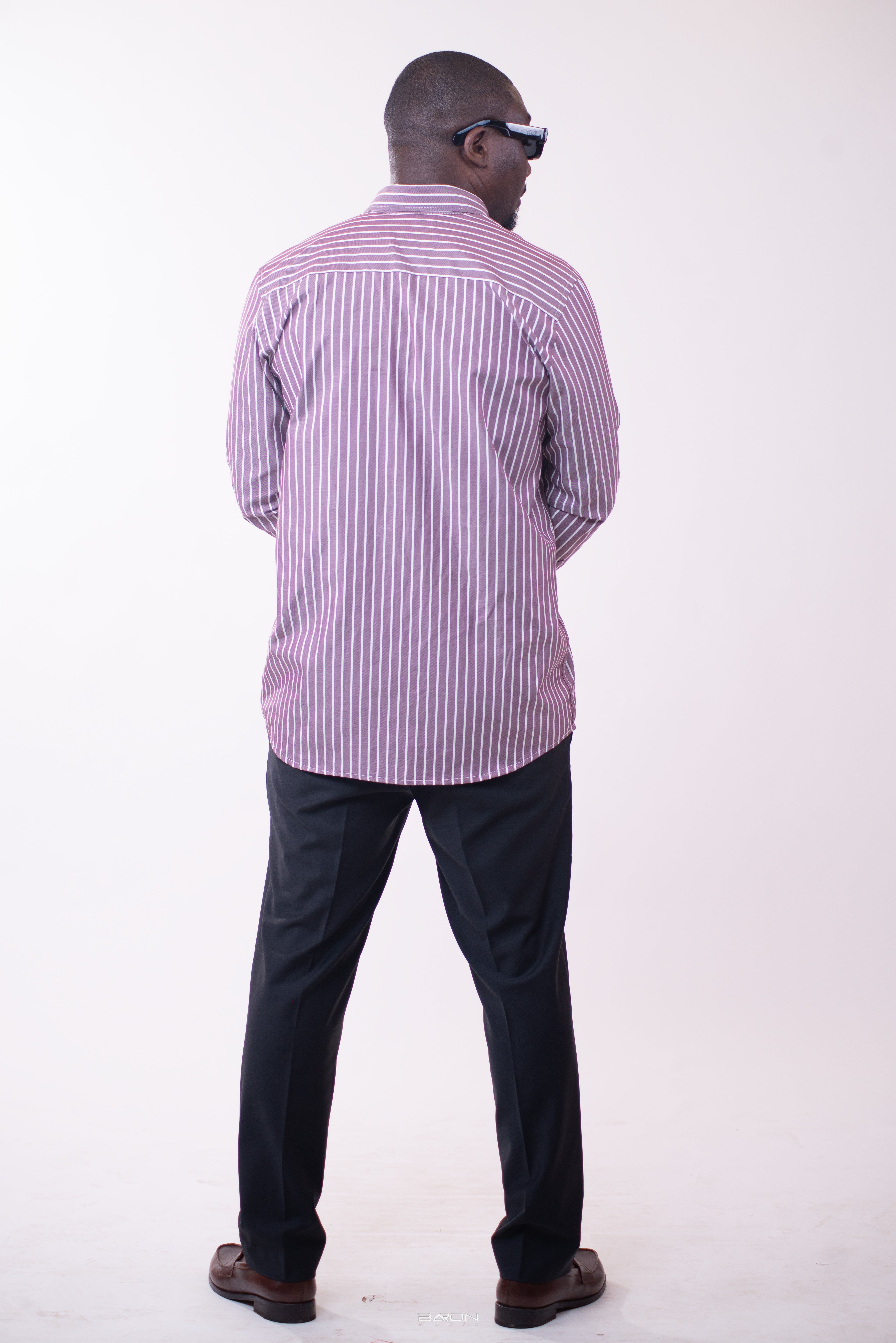 Chemise Lexington Signature Classique – Rayures Mauves & Blanches
