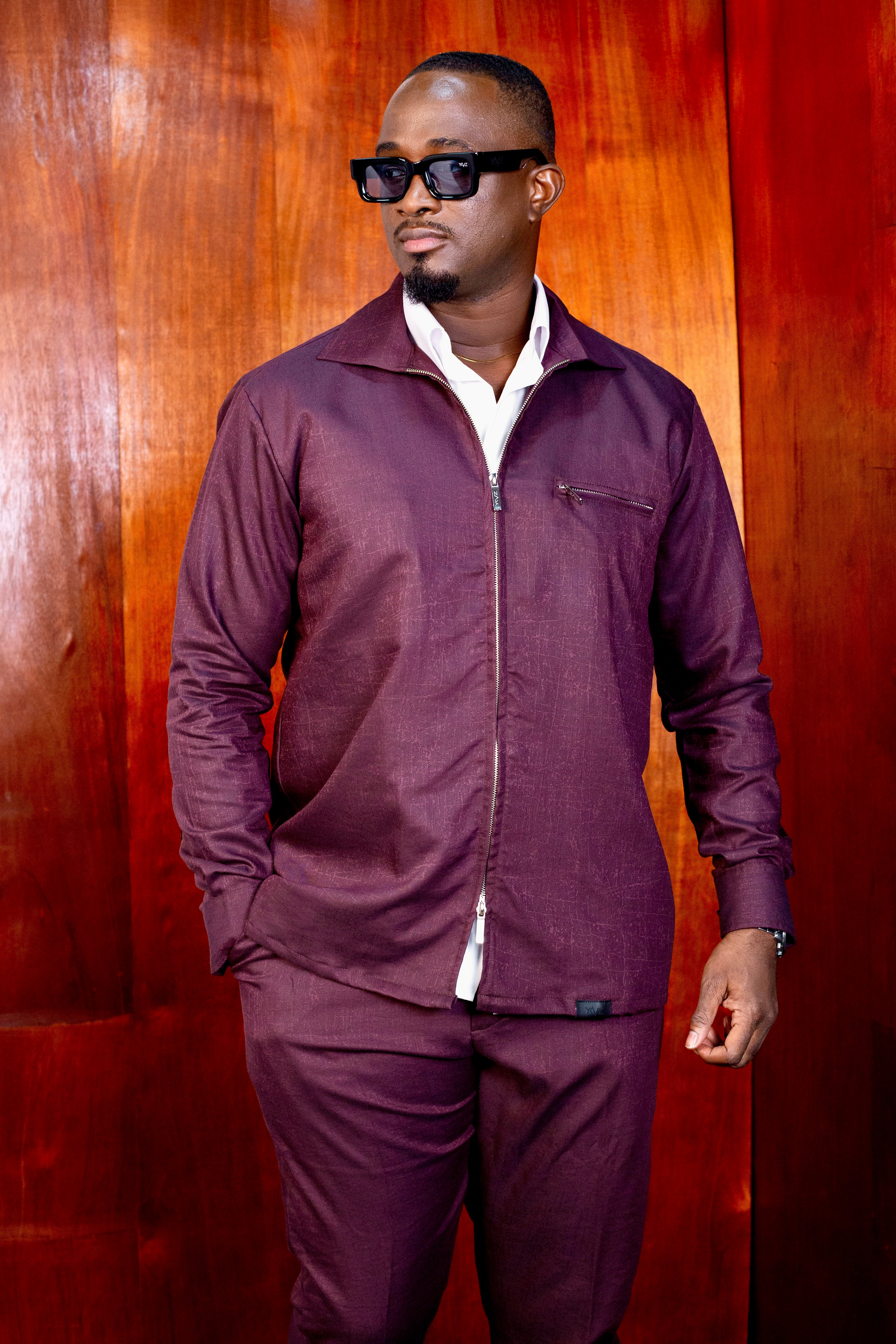 Brown Maaru Overshirt Set by YKVZ
