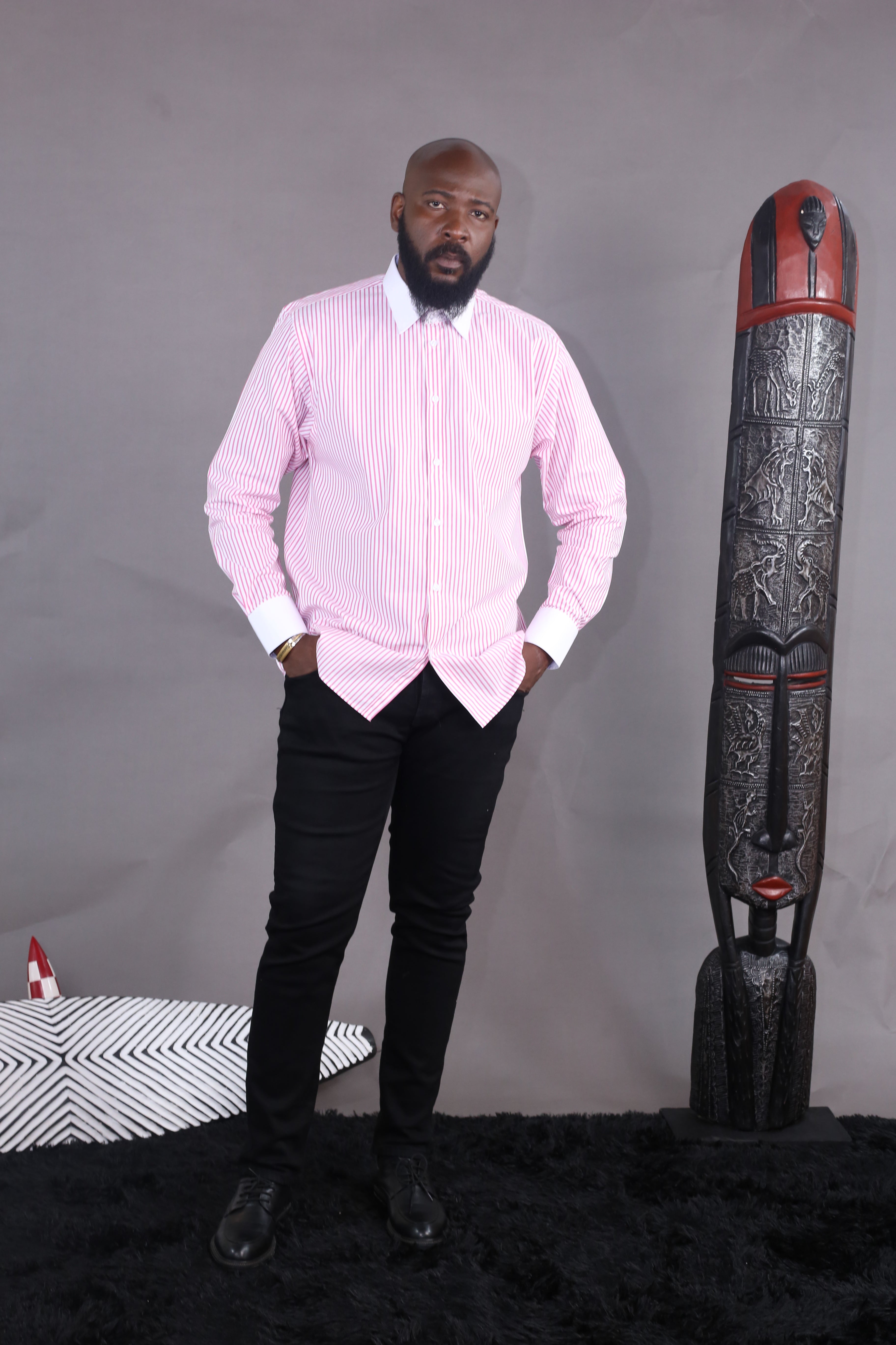 Chemise Wall Street rayures Rose/blanc