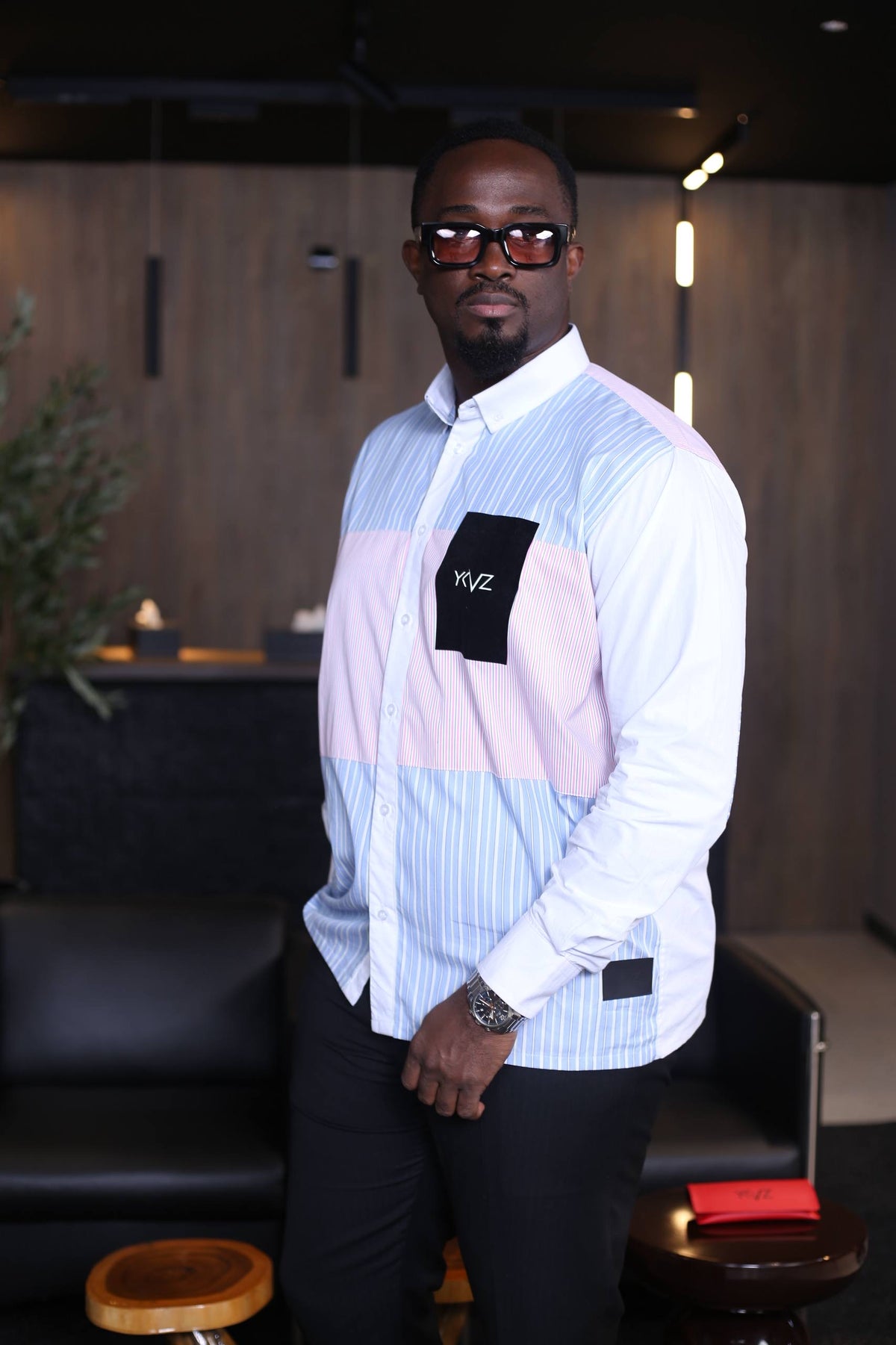 Chemise HARMONIA III- Rayure Bleu/Rose| Signature Classique Noire