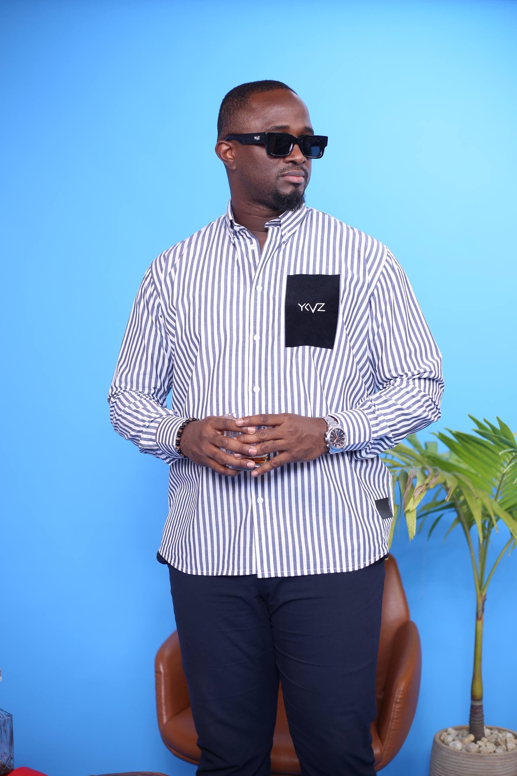 Chemise Lexington – Rayures Bleu foncé & Blanches | Signature Classique Noir