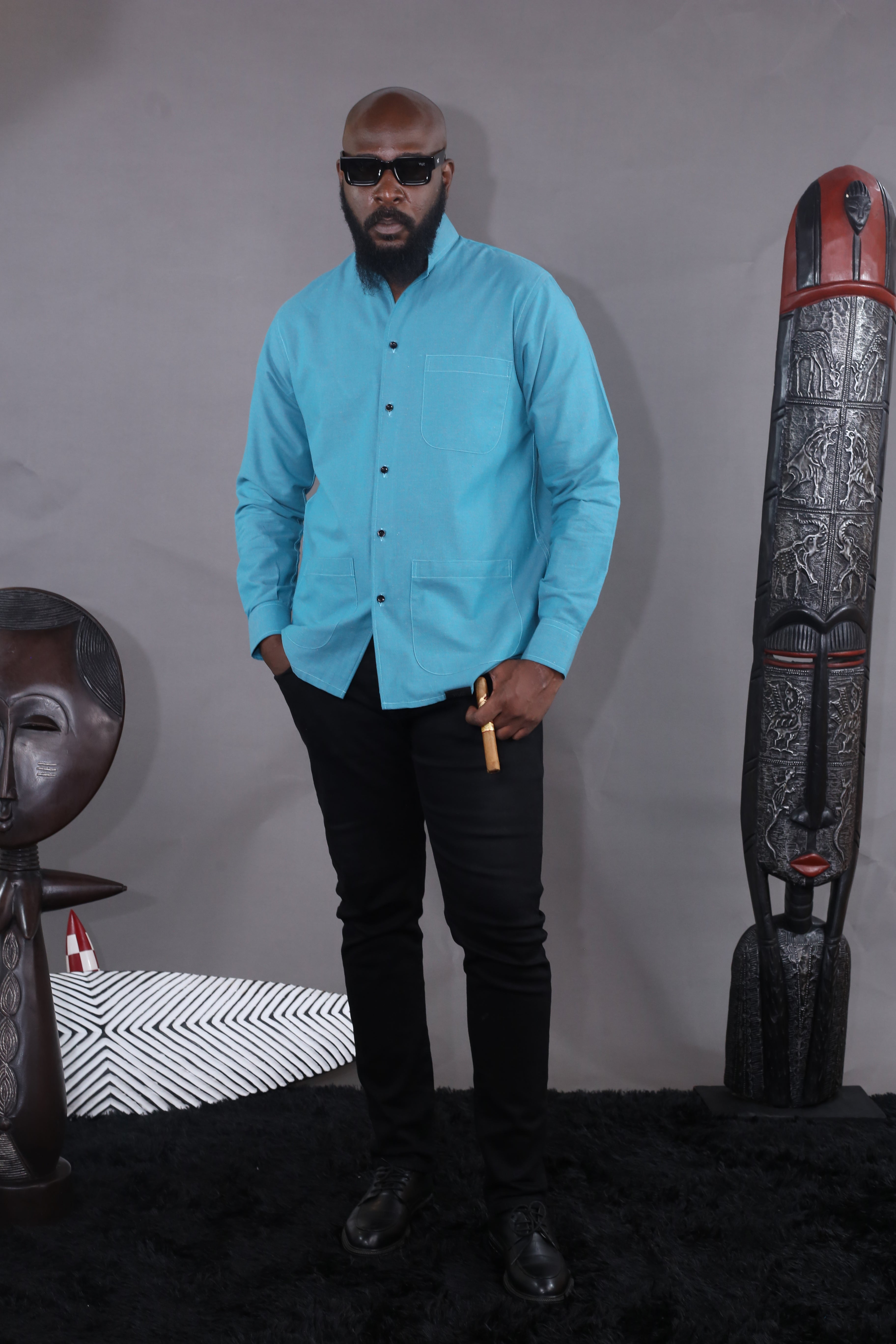 Kintu II Shirt — Turquoise Green