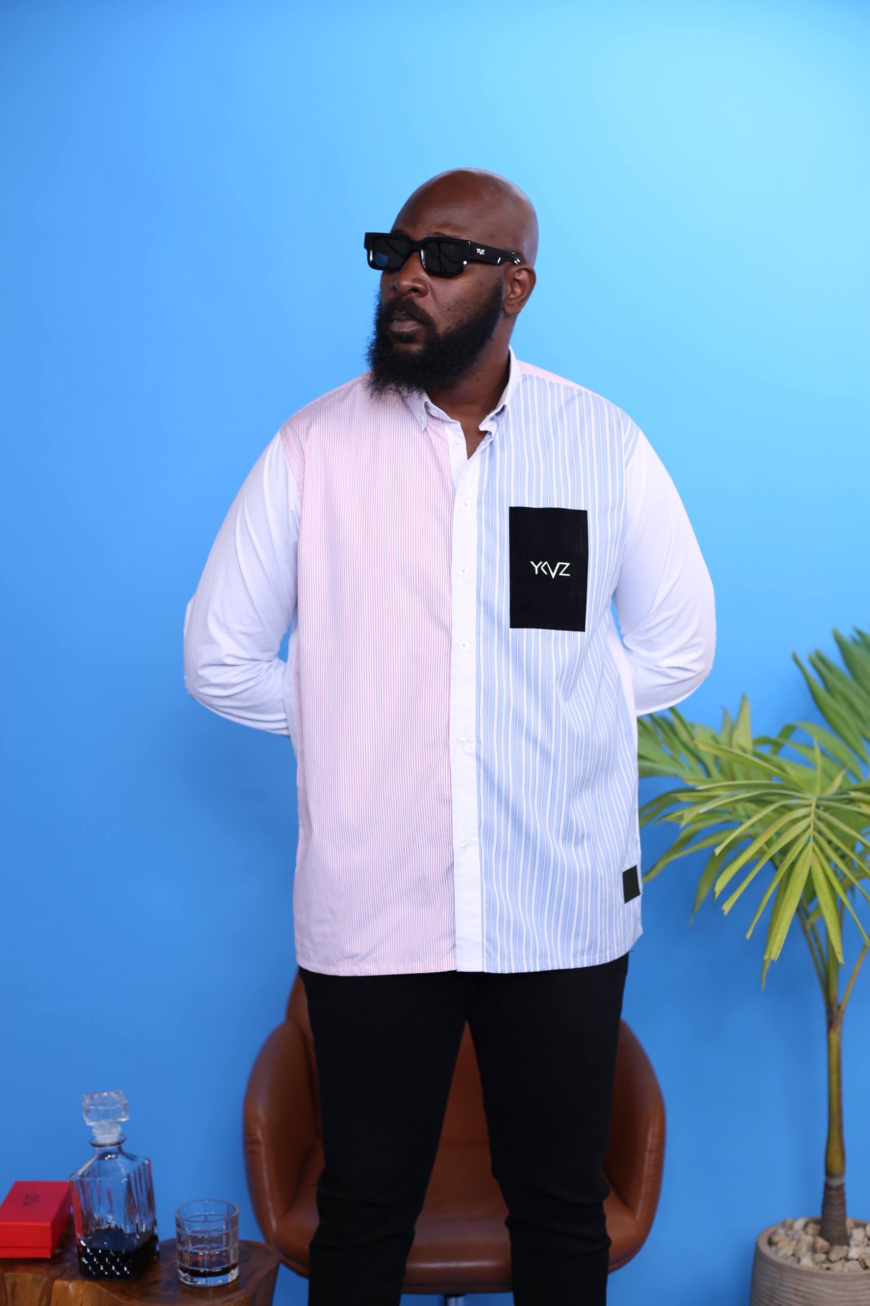 Chemise OSLO V – bicolore Bleu & Rose | Signature Classique Noire