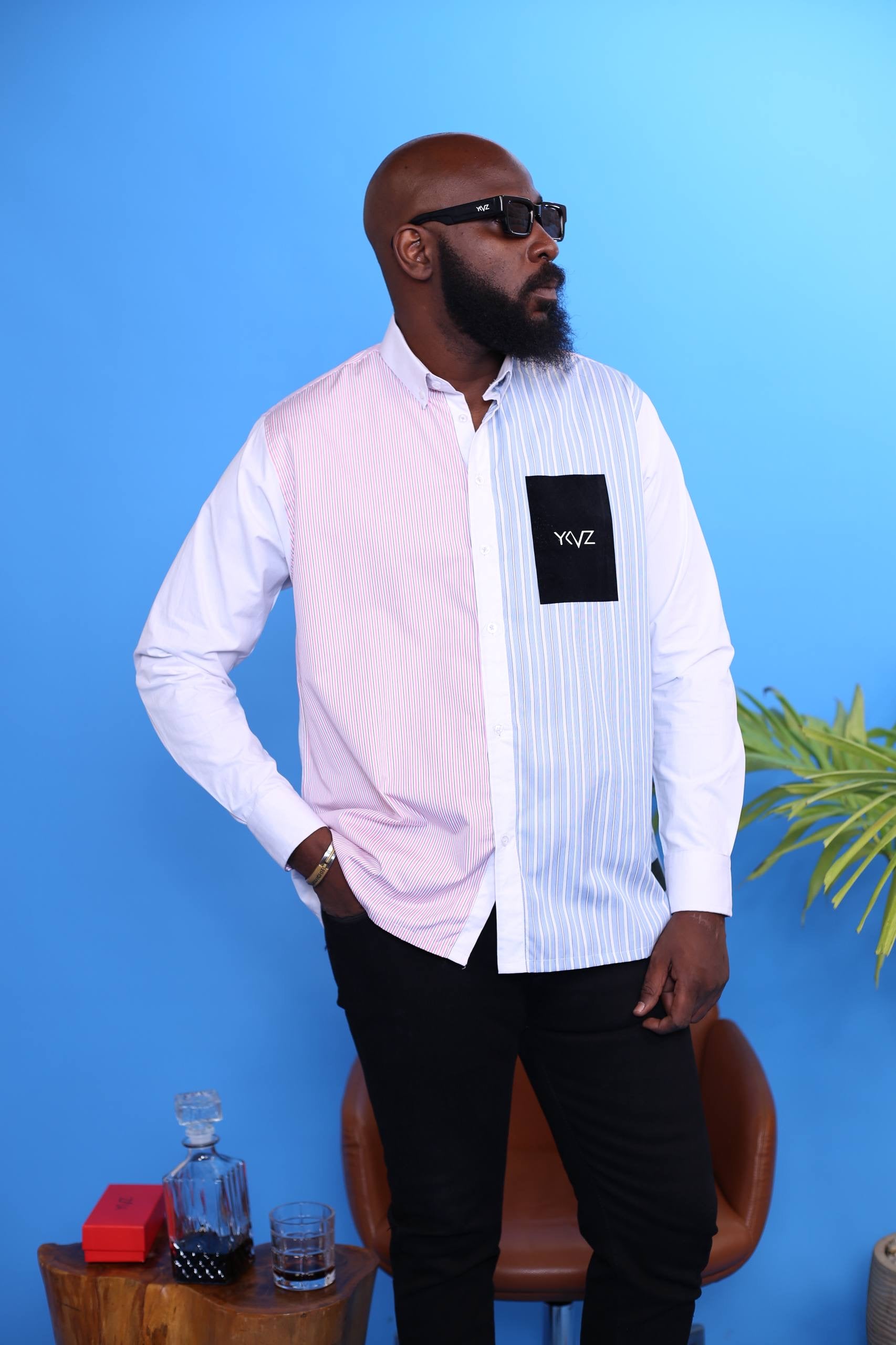 Chemise OSLO V – bicolore Bleu & Rose | Signature Classique Noire