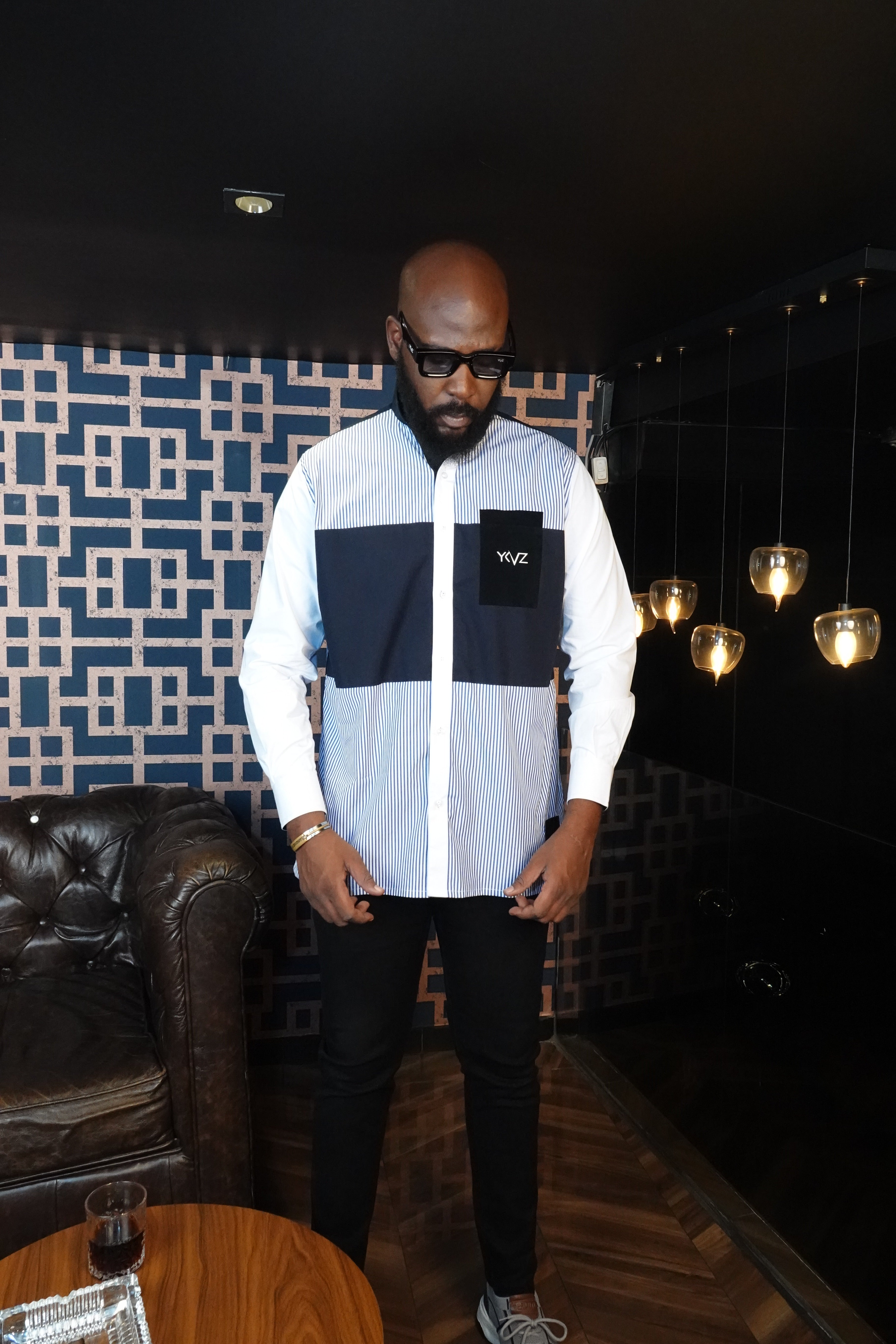 Chemise HARMONIA lI - Bleu contrastées |Signature Classique Noire