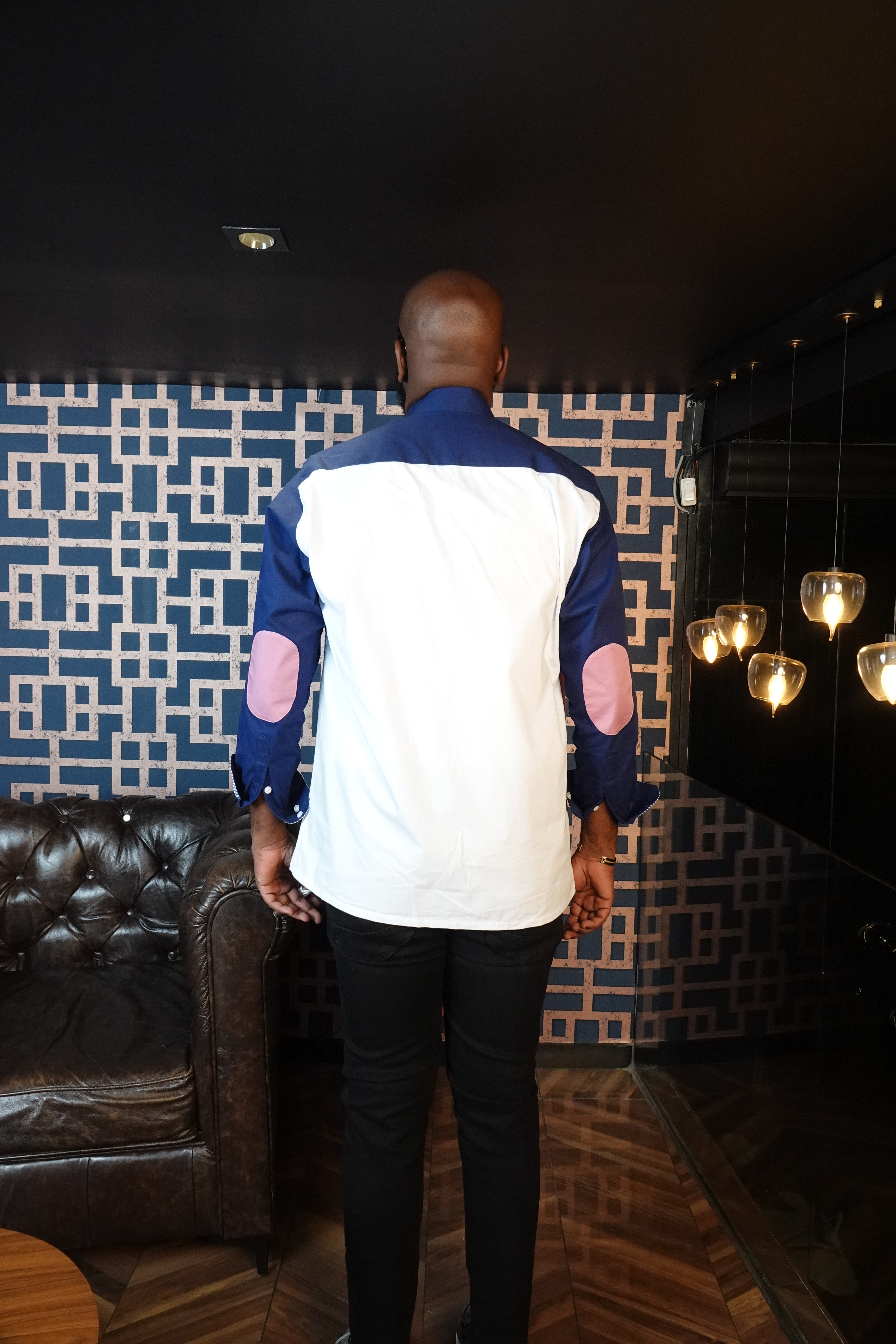 Chemise OSLO lll – Bicolore Bleu Foncé/Rose | Signature Classique Noire