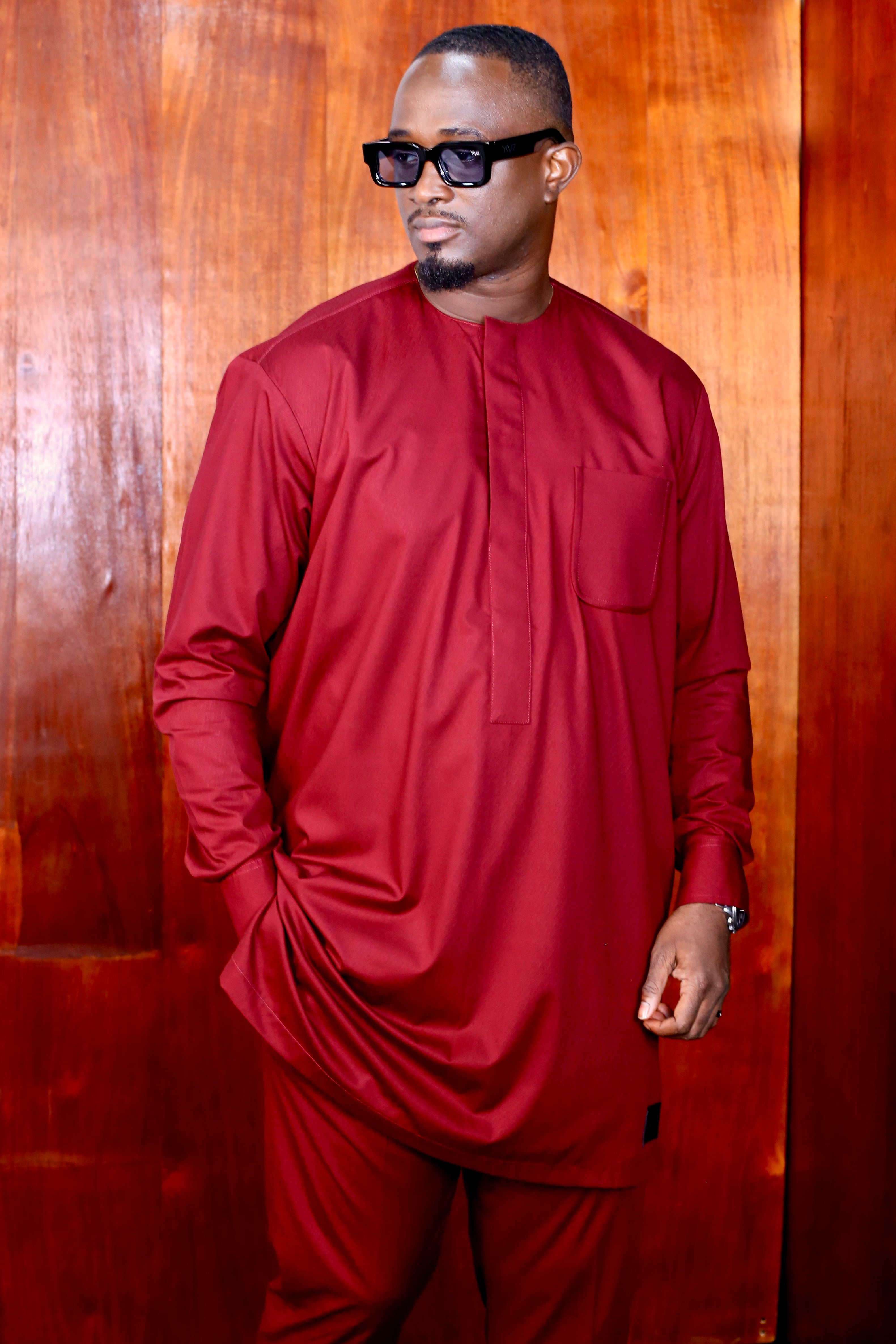 Oba Tunic Set, Burgundy Red
