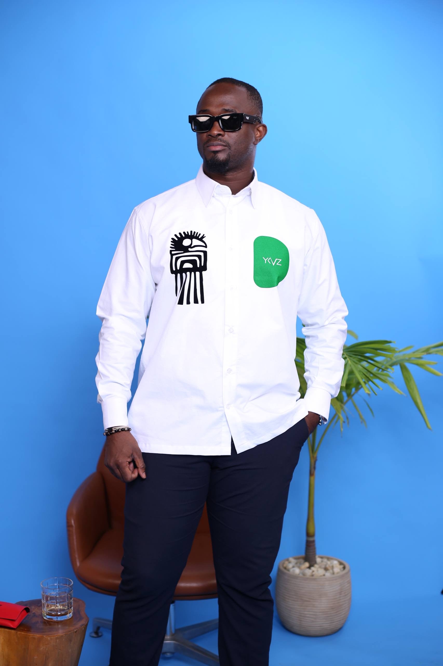 Chemise Africanus II _ Blanc | signature D Vert