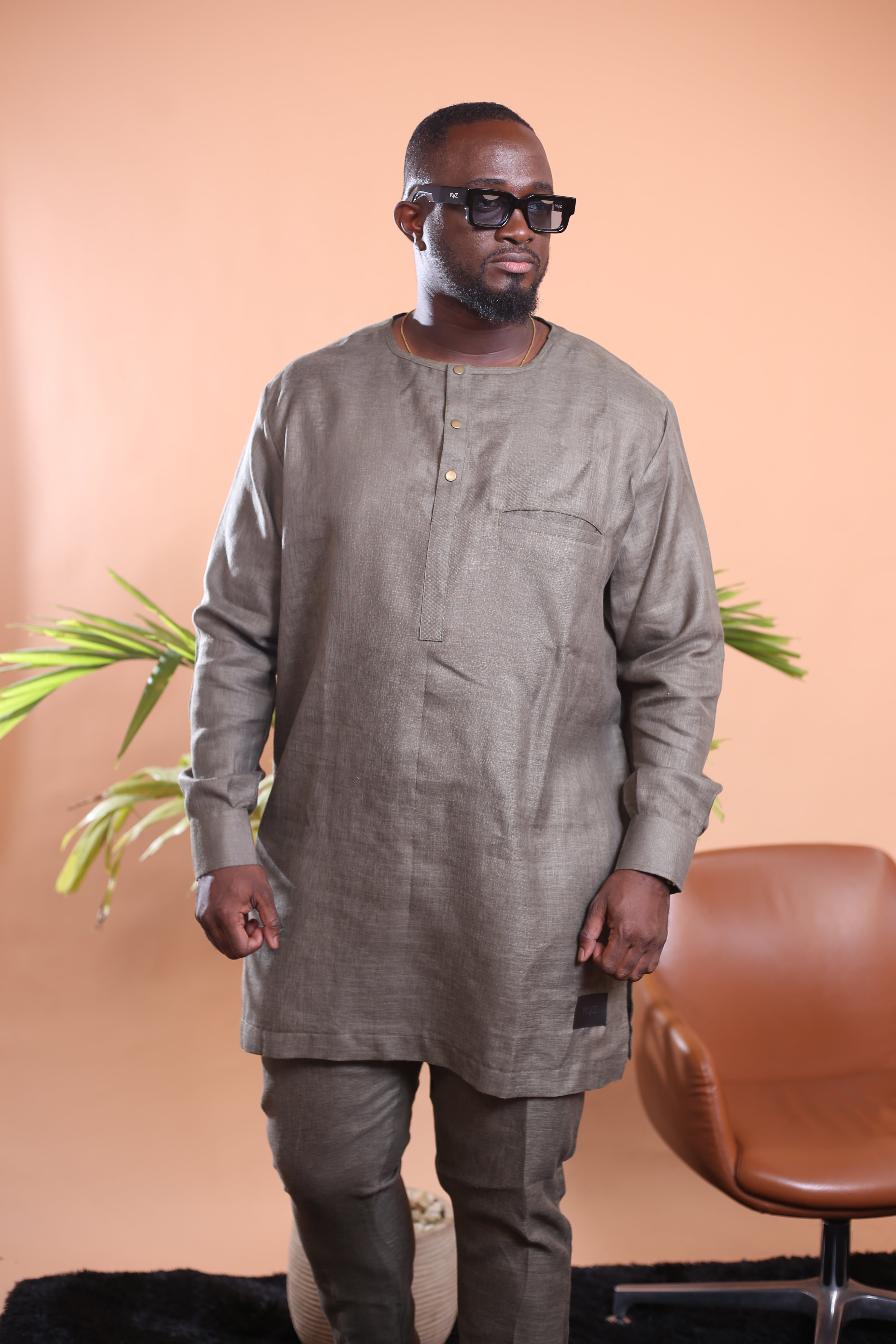 Ensemble Tunique SYMBA Lin vert treillis