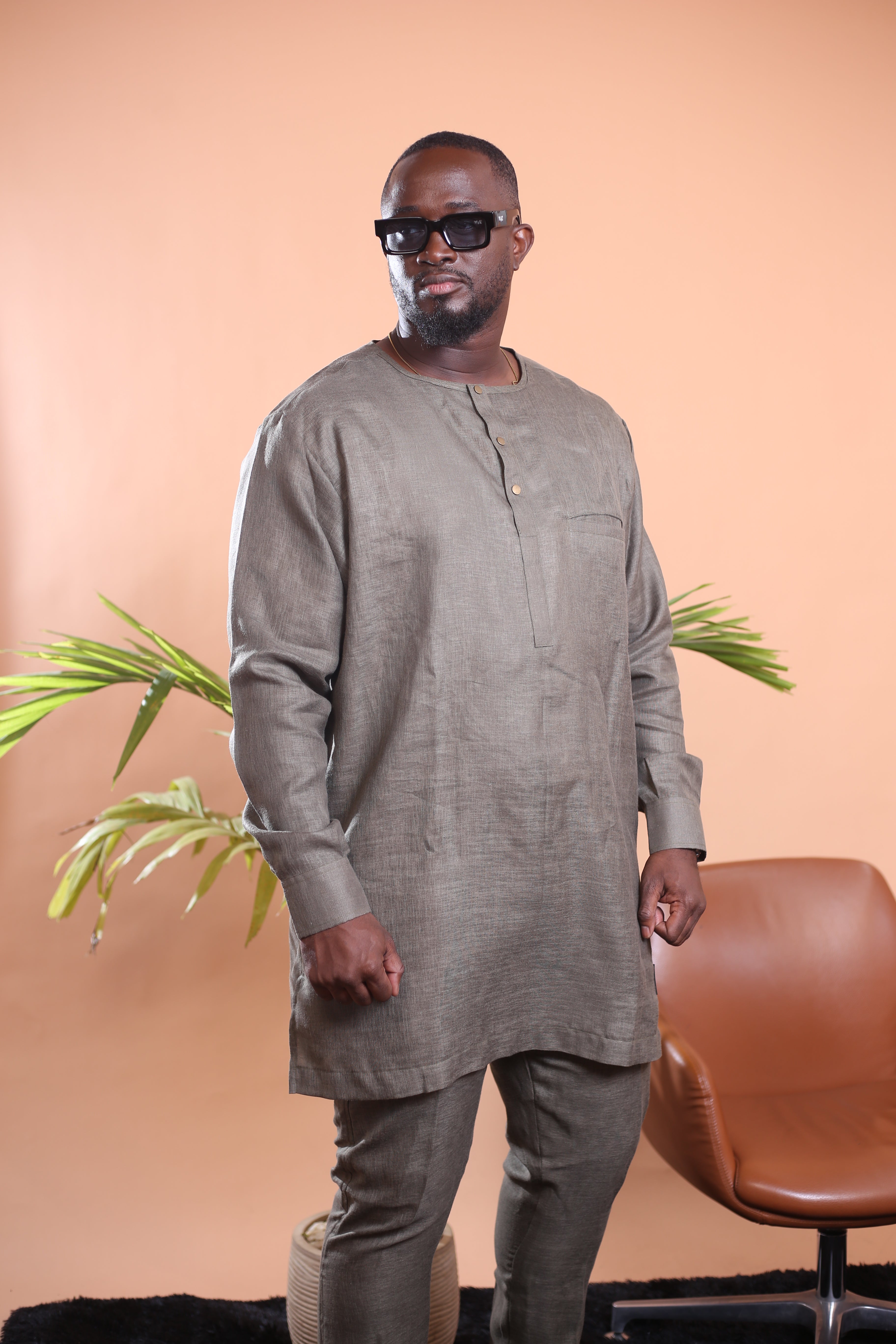 Ensemble Tunique SYMBA Lin vert treillis