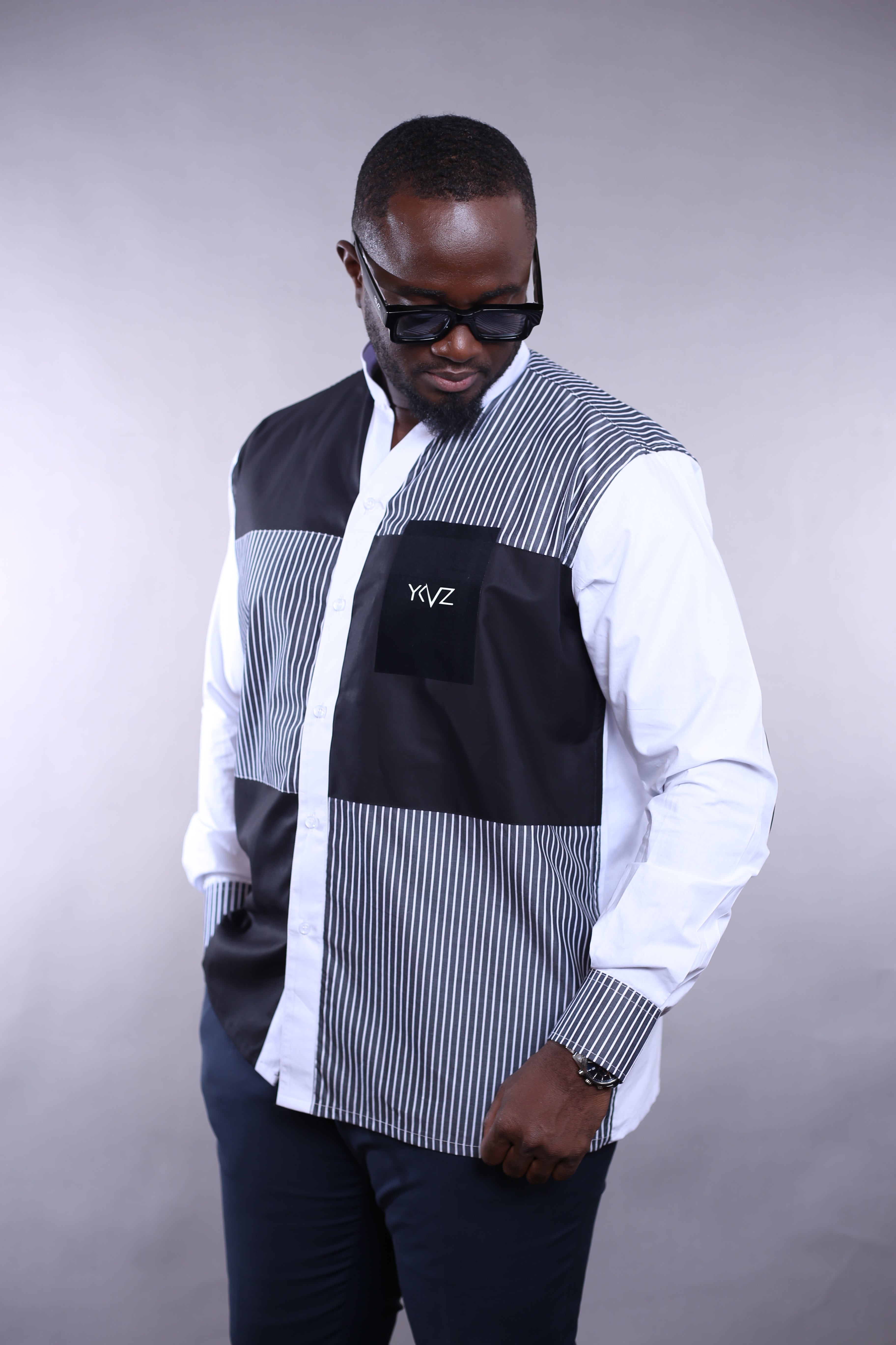 Chemise HARMONIA blanc/noire
