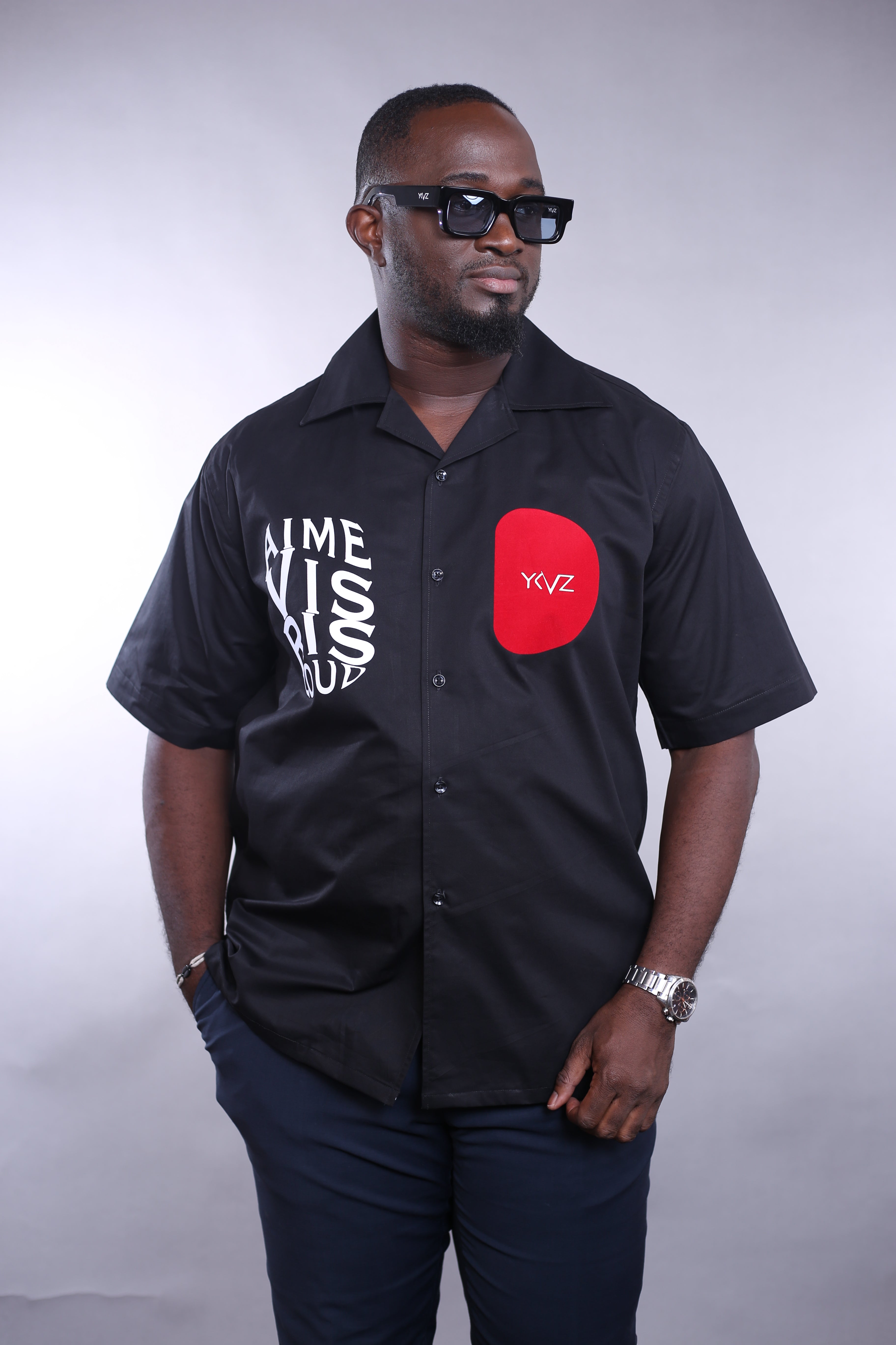 Chemise AVRL cubano Noir Signature D rouge