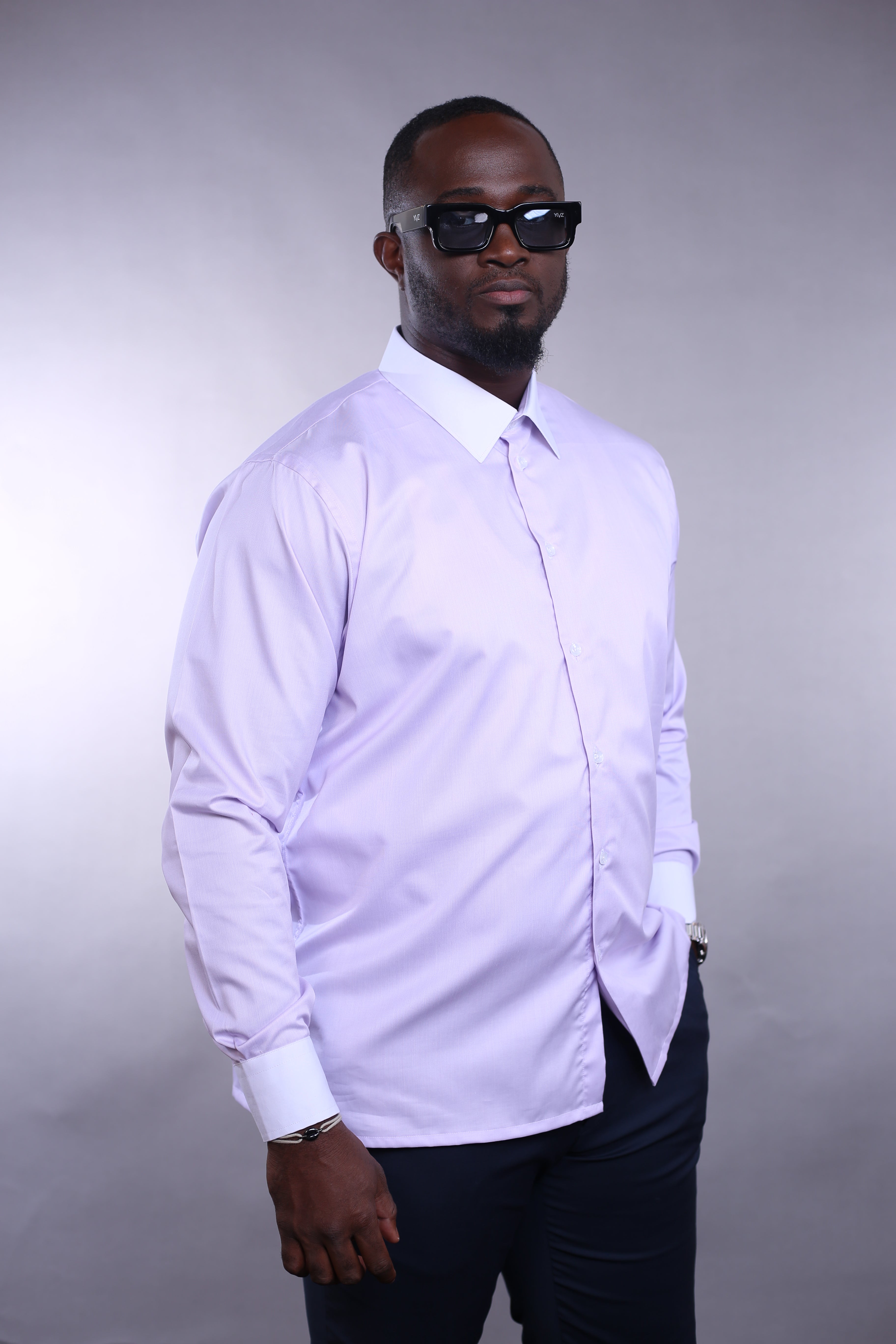 Chemise Wall Street violet/blanc
