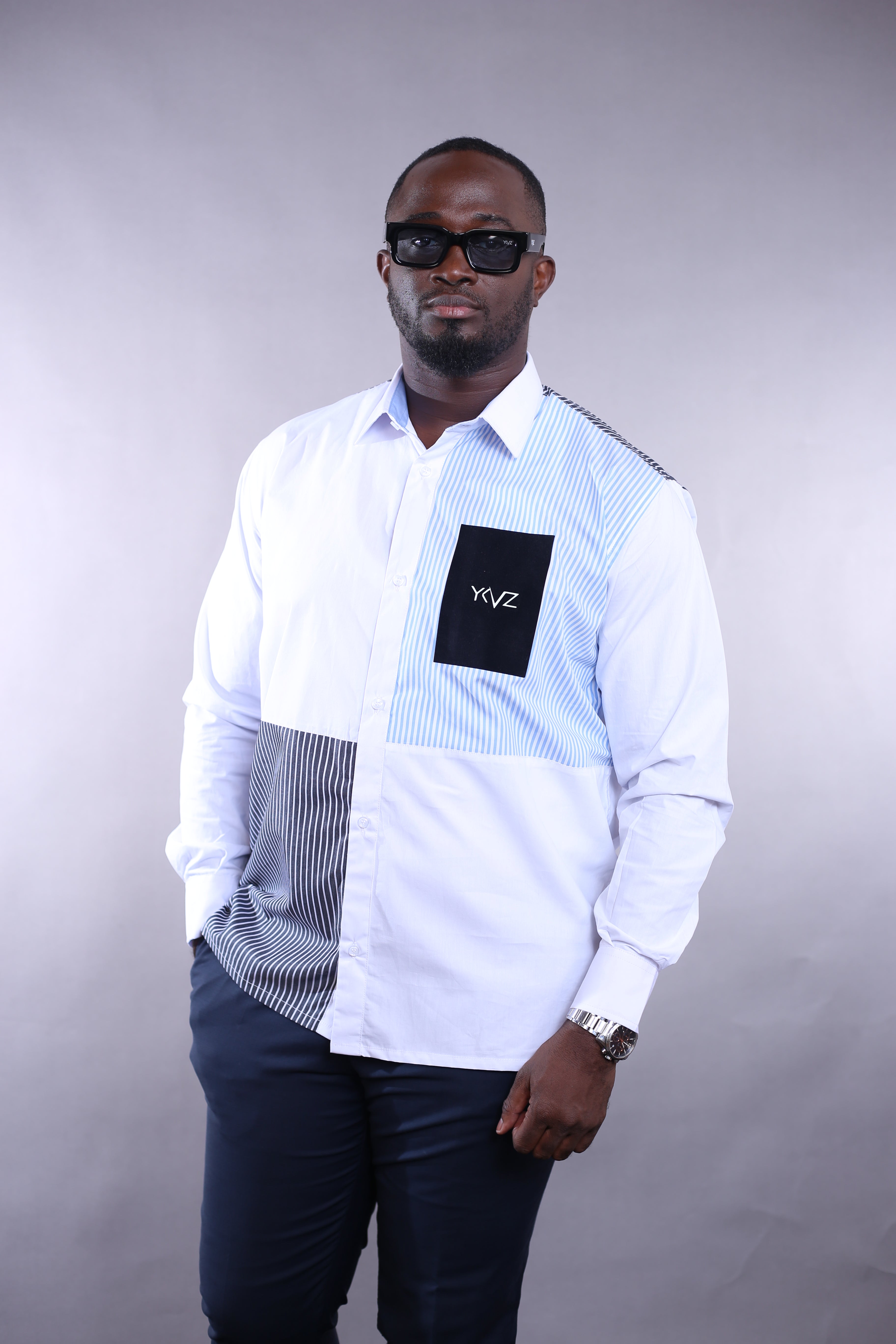 Chemise Harmonia rayure bleu/banc