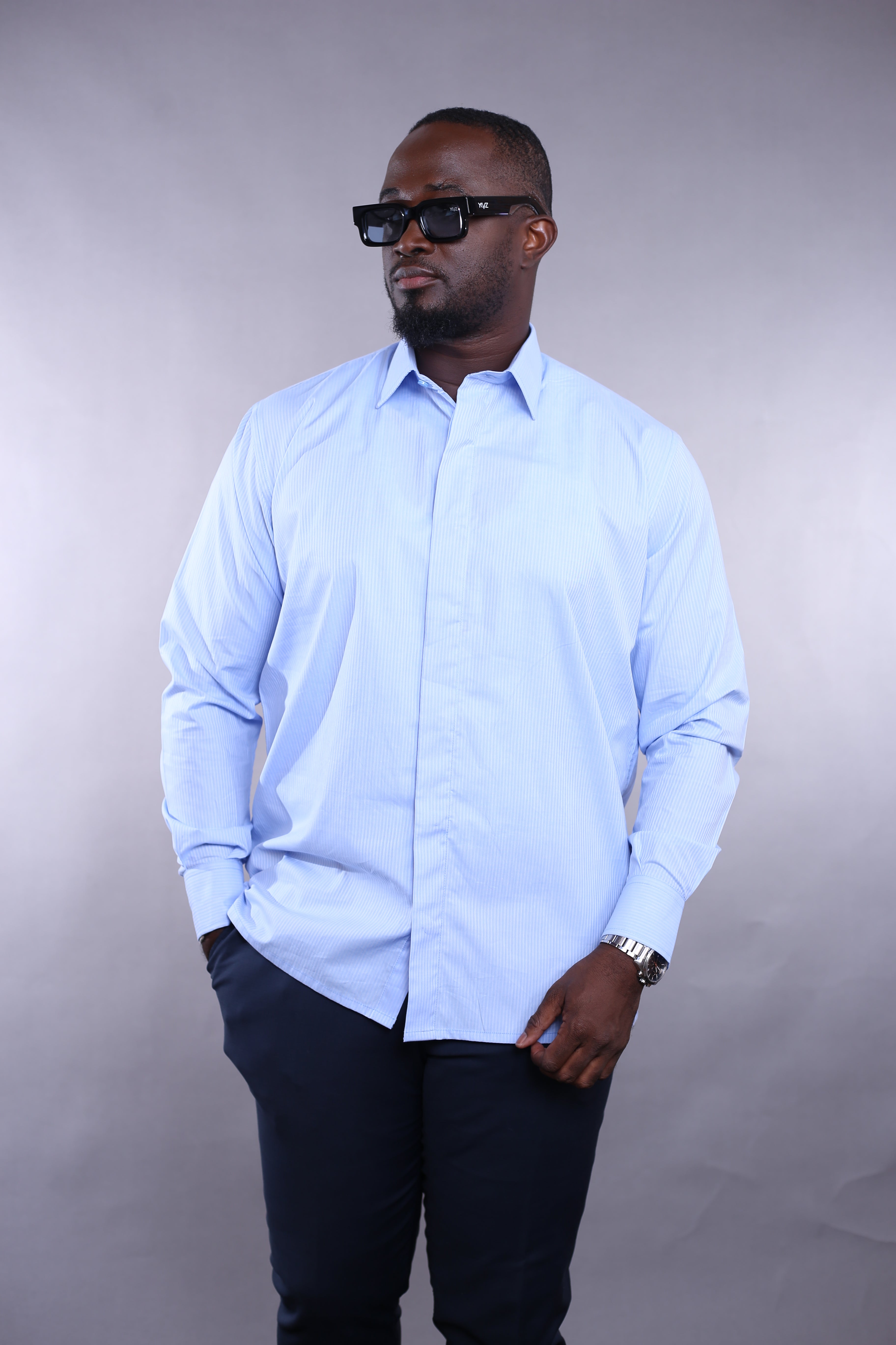 Chemise Classique gorge cachée/ Bleu Ciel