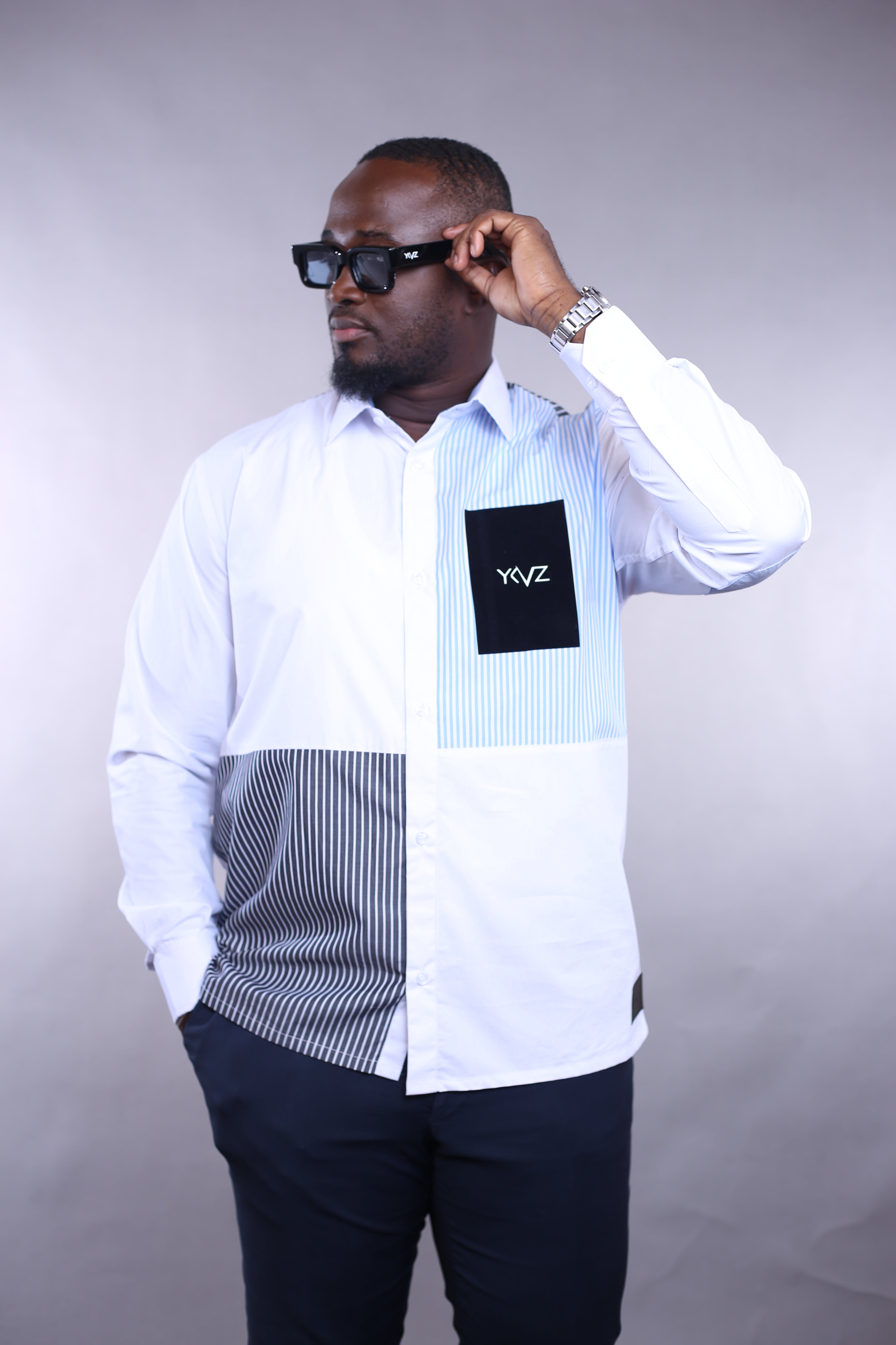 Chemise Harmonia rayure bleu/banc