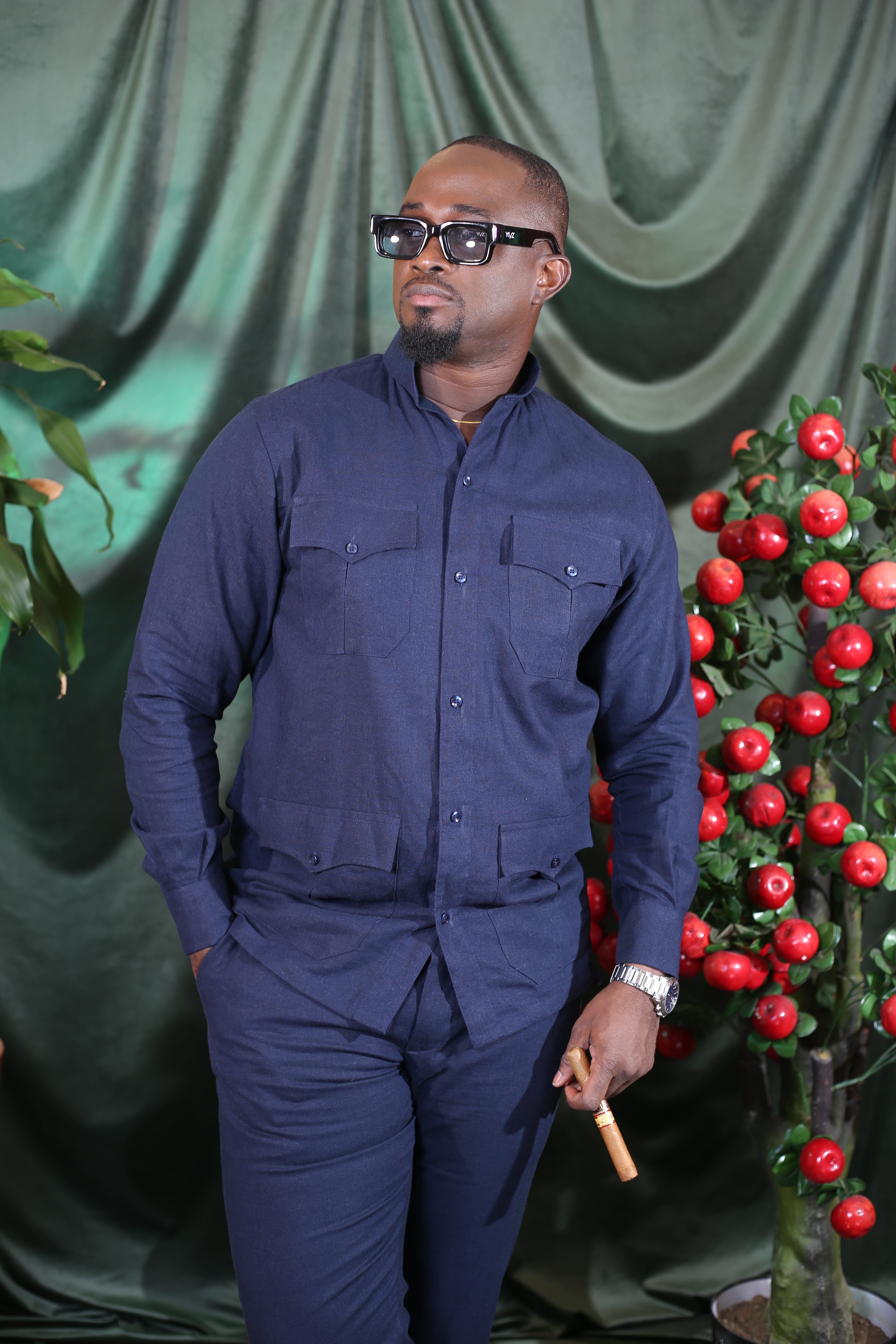 Ensemble Chemise Leuco Lin Bleu nuit