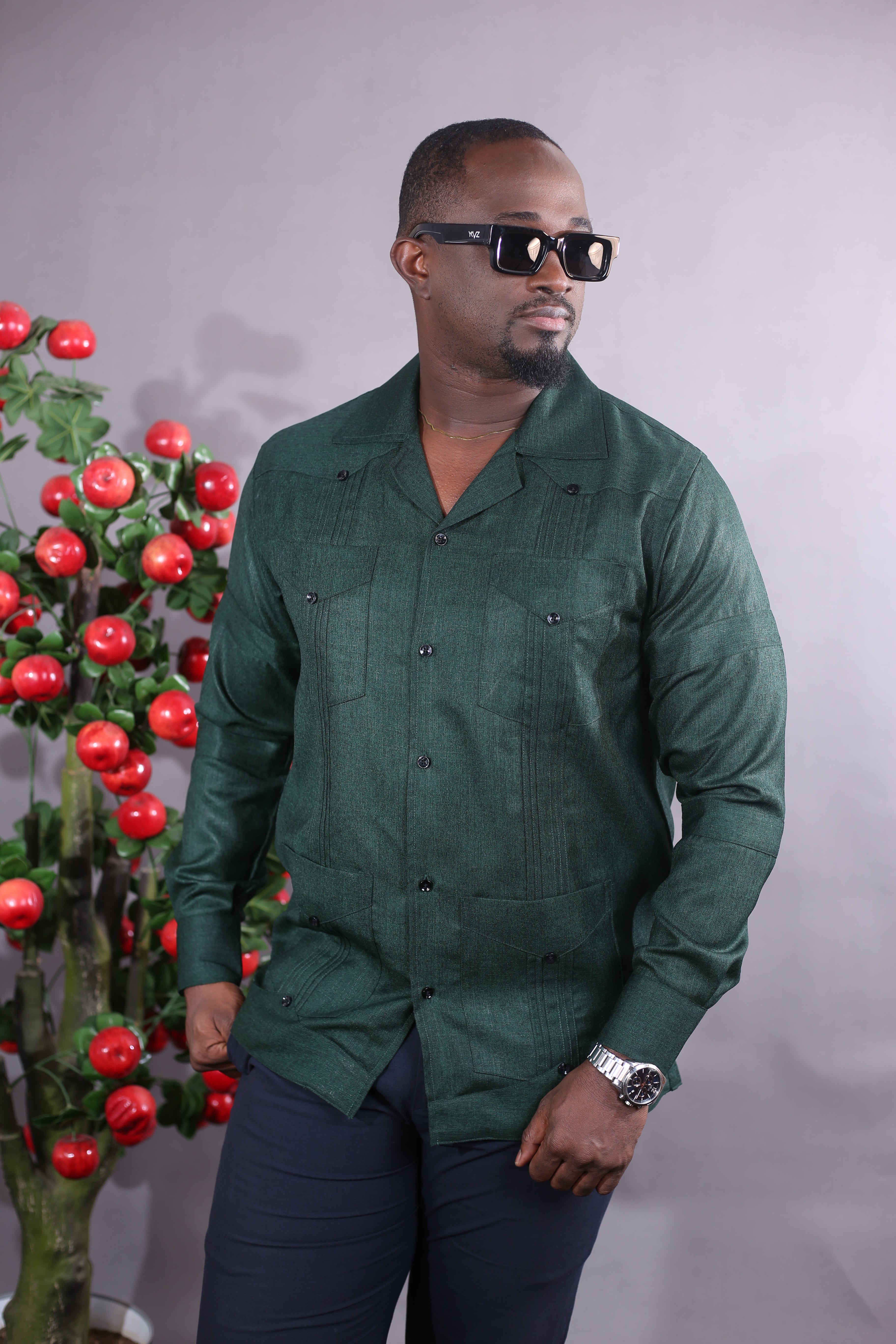 Chemise Cubano Quattro III Lin vert