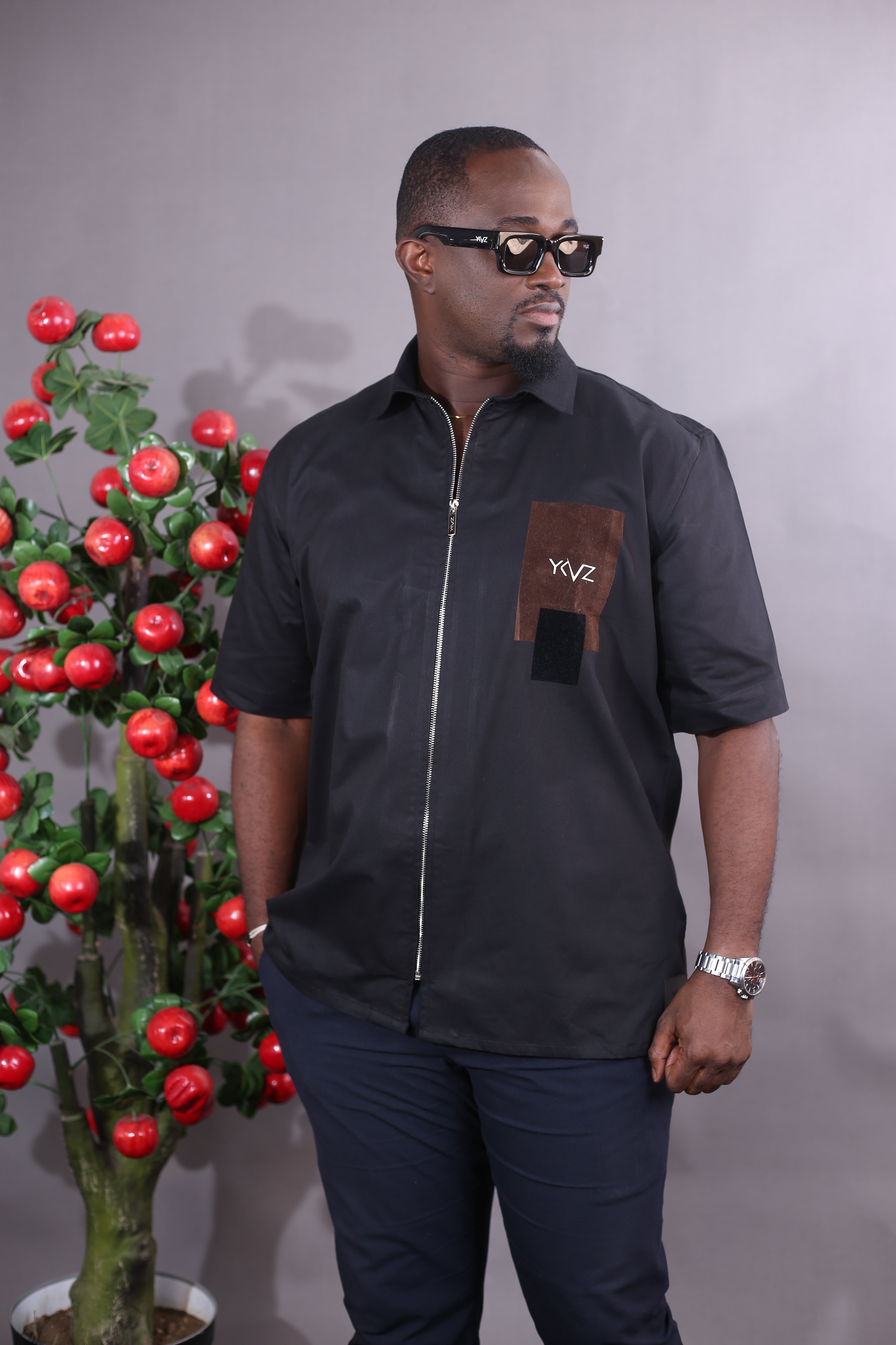 Chemise Urbis II - Noire Logo Signature Marron/Noir