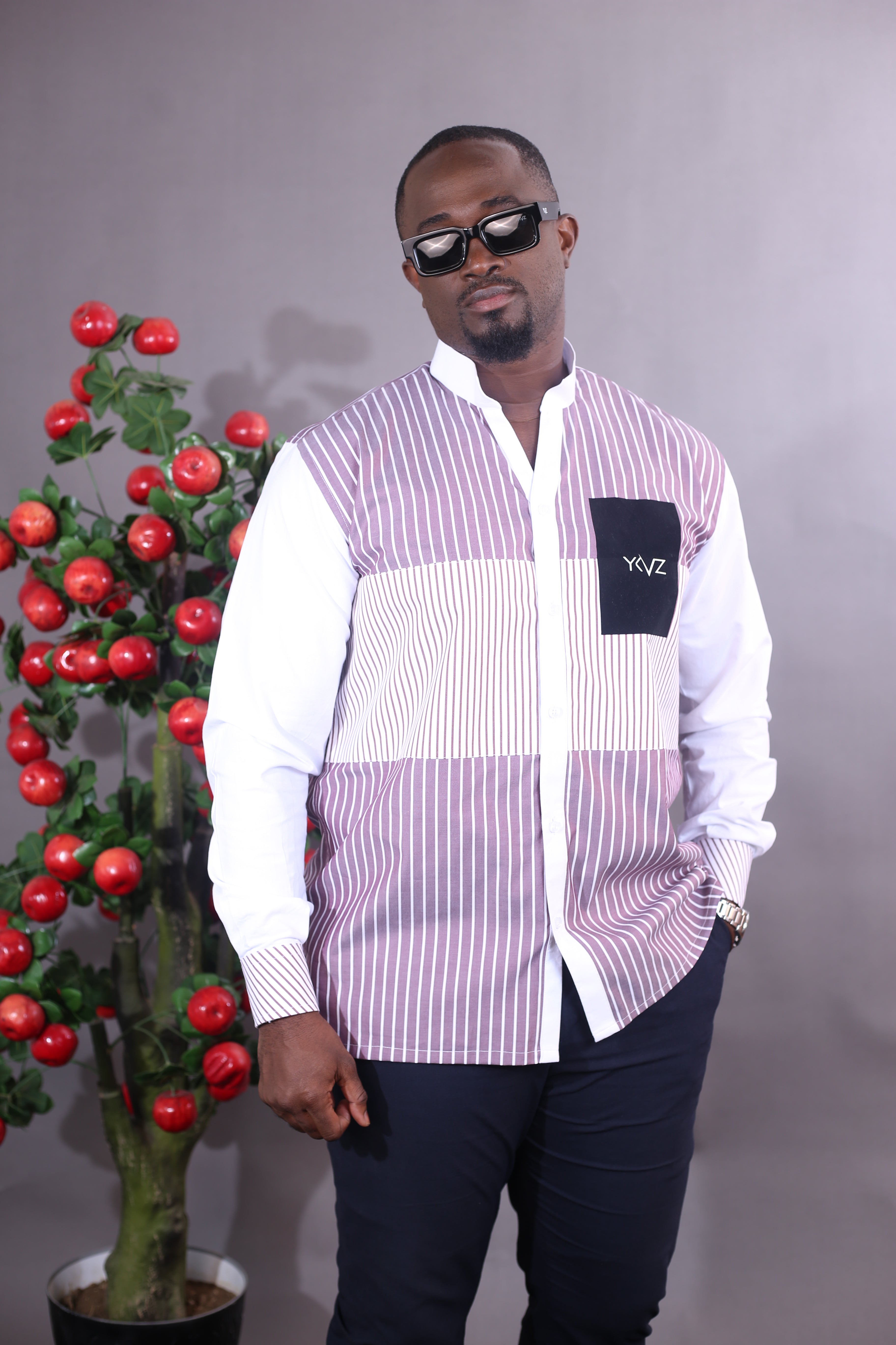 Chemise HARMONIA - Rayure Mauve/blanc