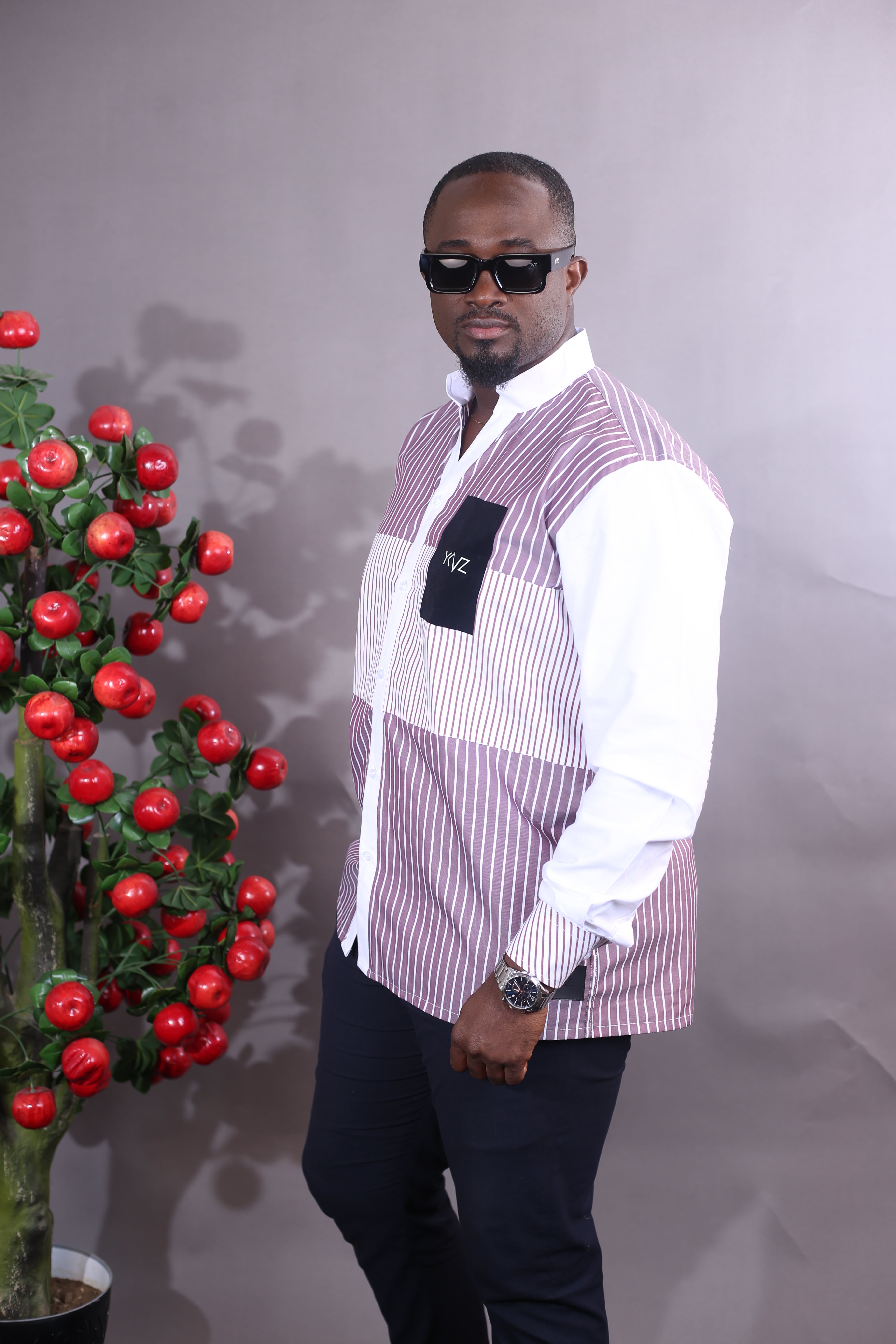 Chemise HARMONIA - Rayure Mauve/blanc