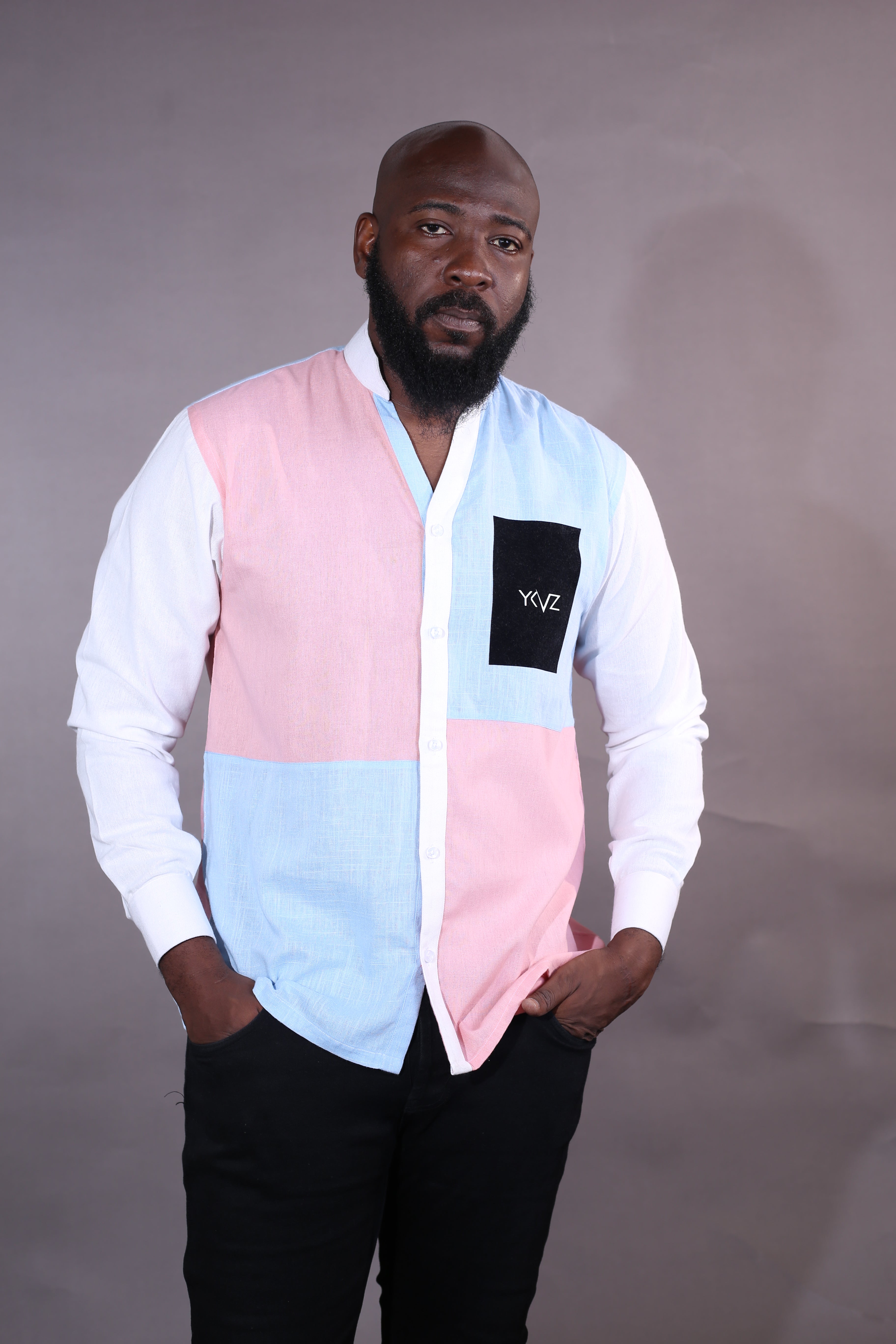Chemise Harmonia Lin bleu/rose