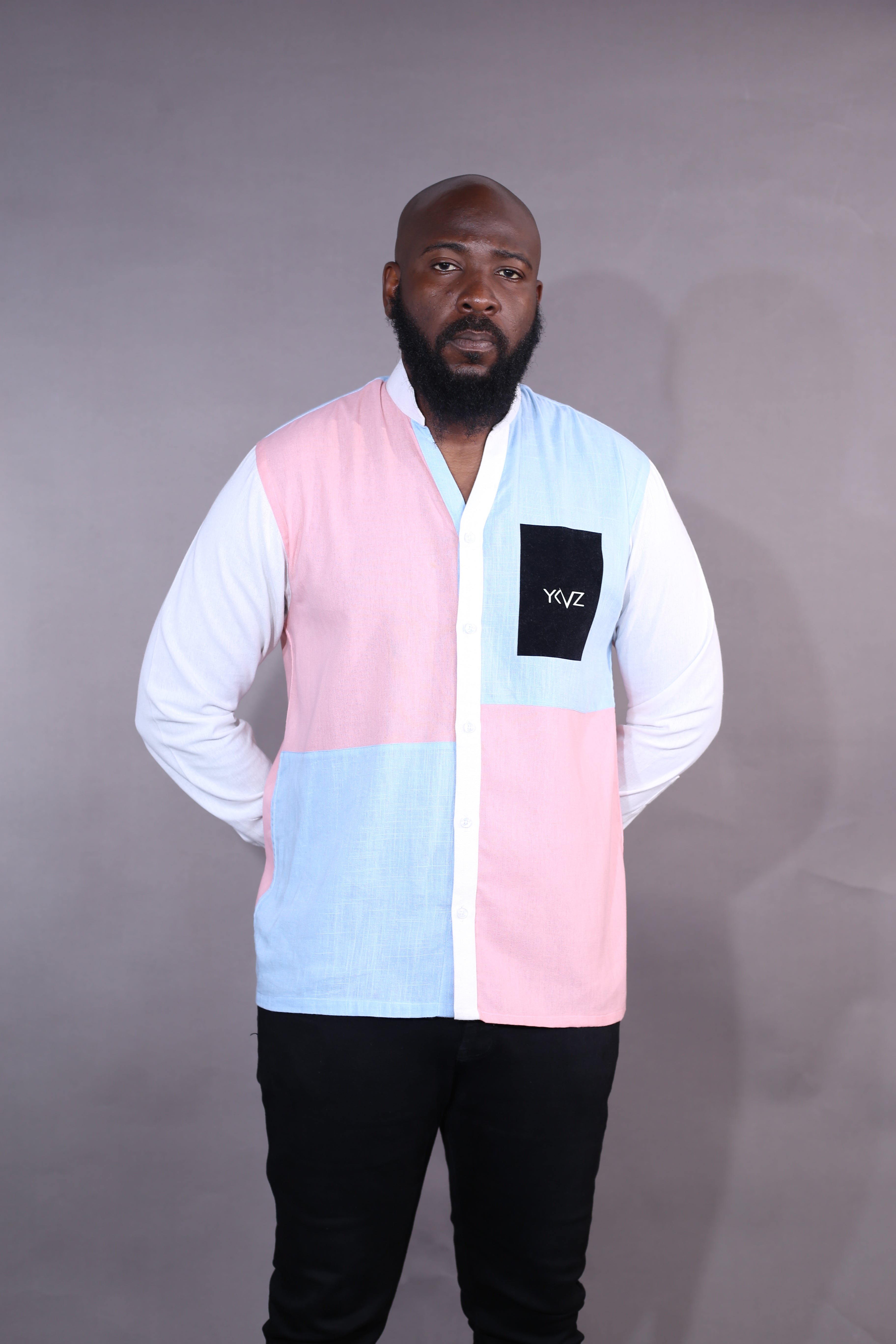 Chemise Harmonia Lin bleu/rose