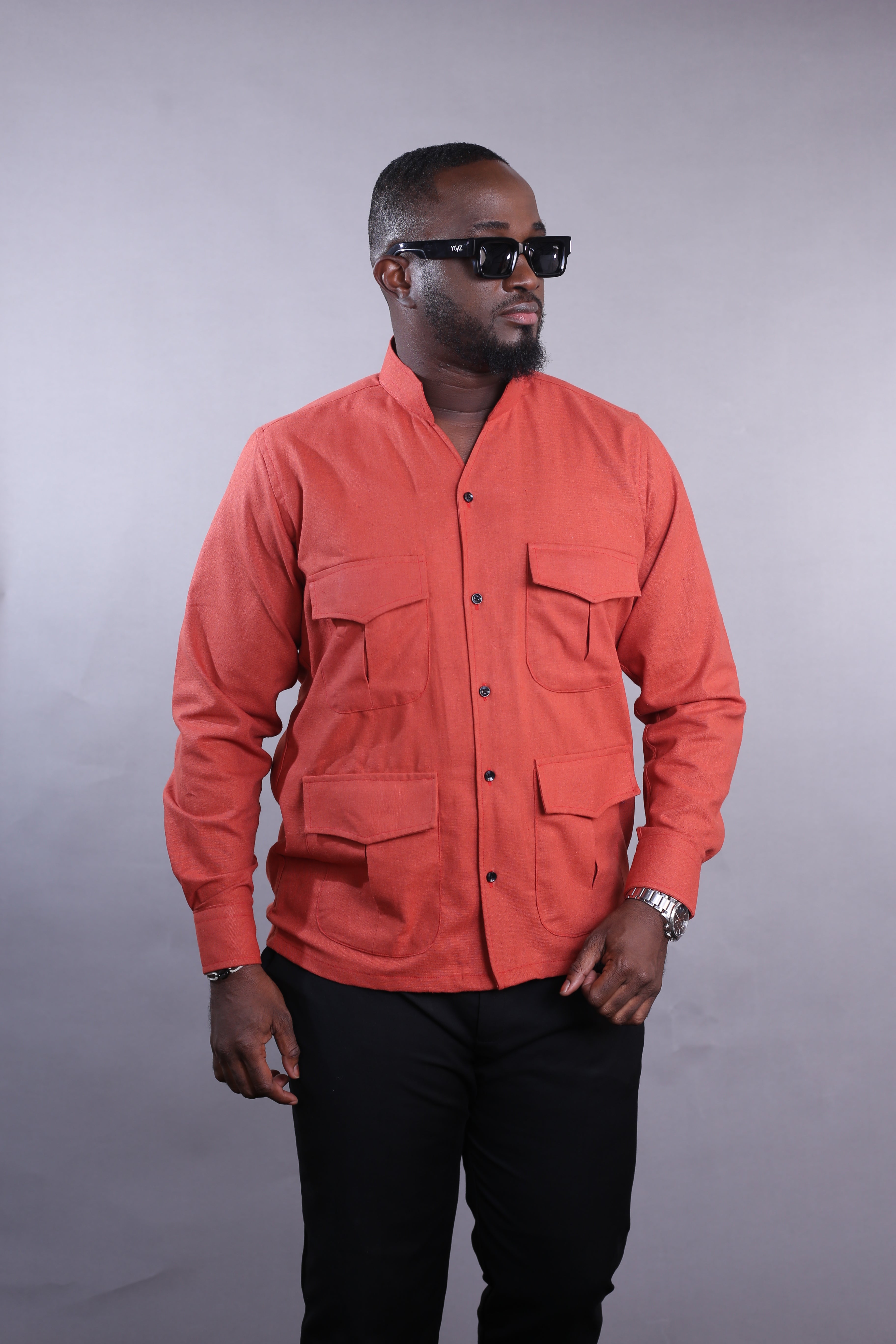 Chemise LEUCO lin orange
