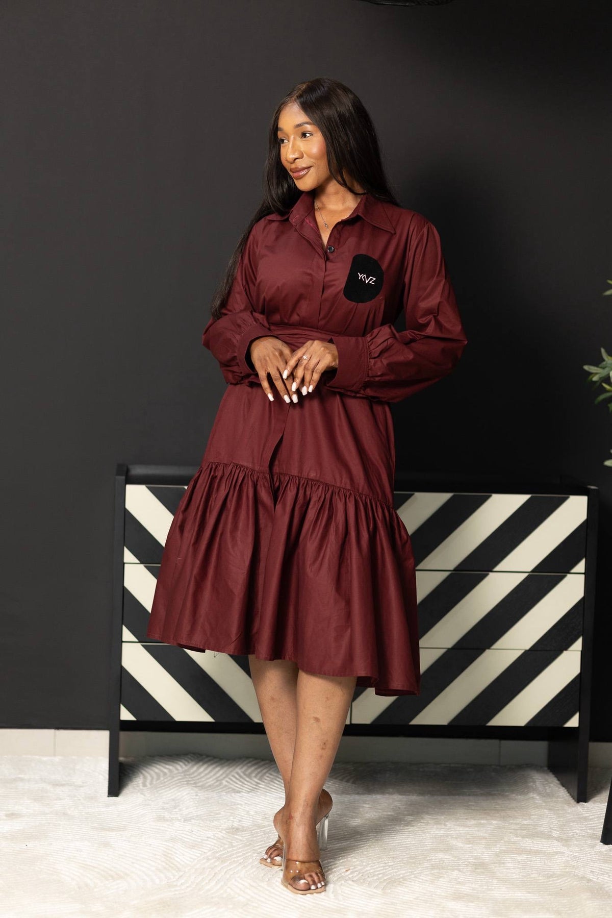 Robe Chemise ASTORIA I – Rouge Bordeaux | Signature D Noir