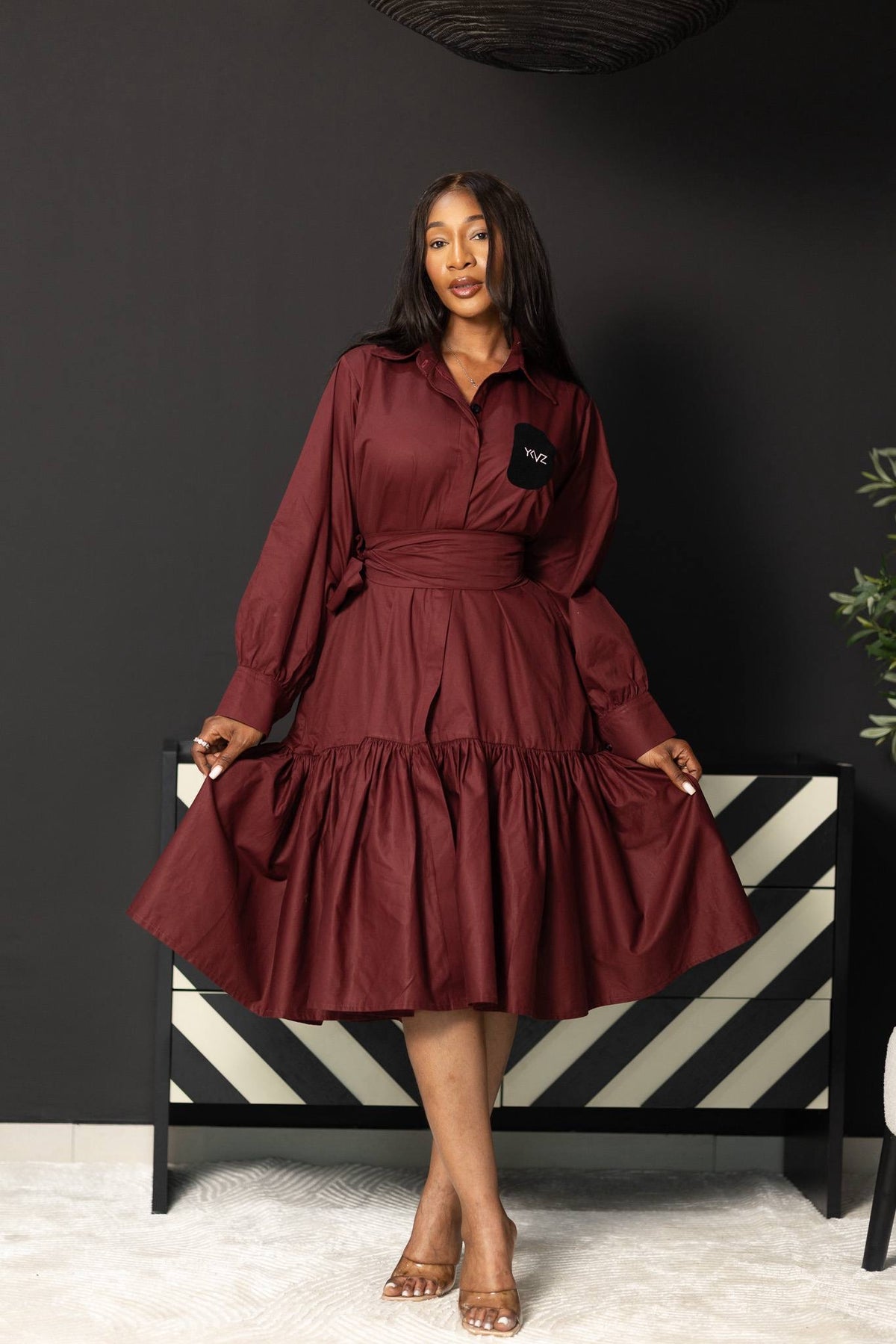 Robe Chemise ASTORIA I – Rouge Bordeaux | Signature D Noir