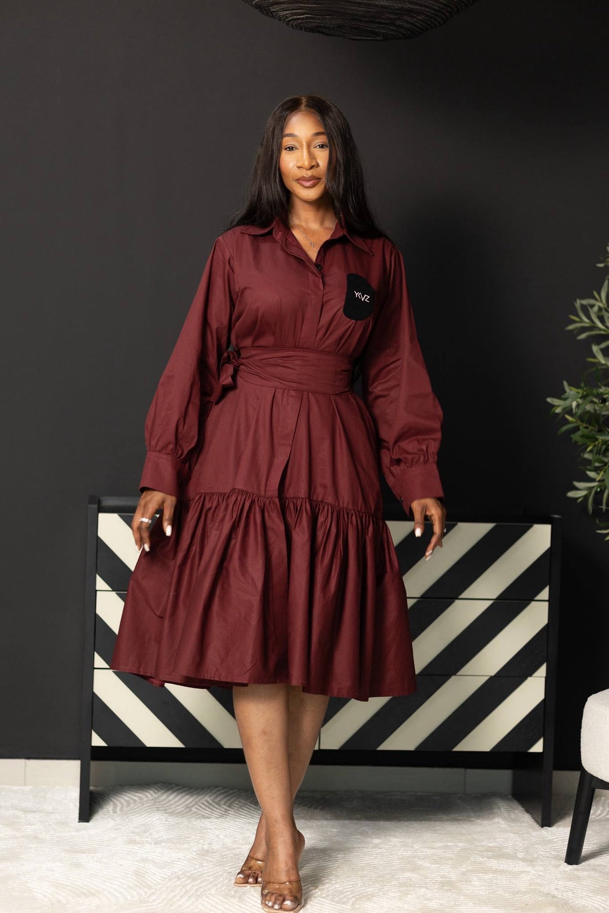 Robe Chemise ASTORIA I – Rouge Bordeaux | Signature D Noir