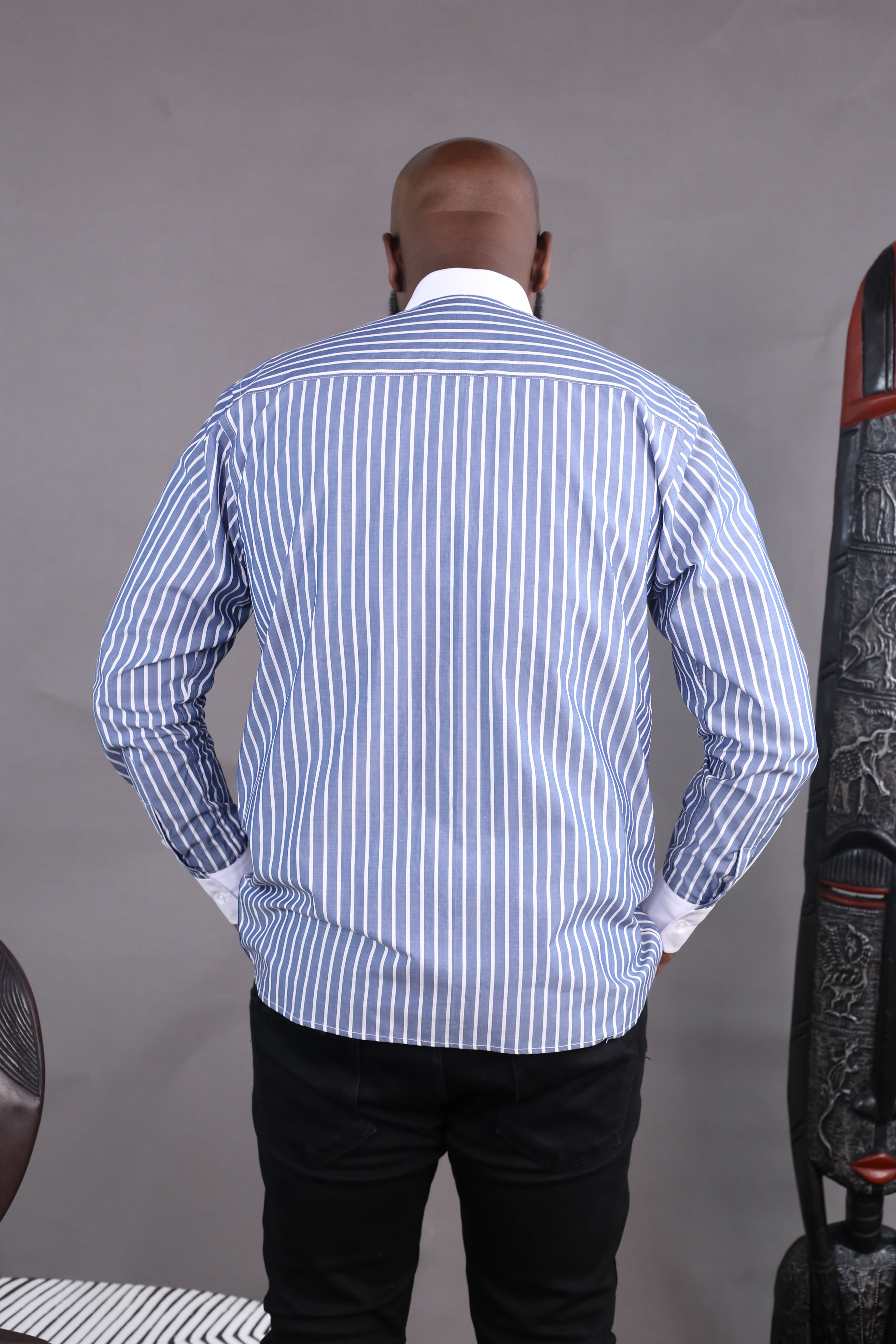 Chemise Wall Street rayée bleu Foncé/blanc