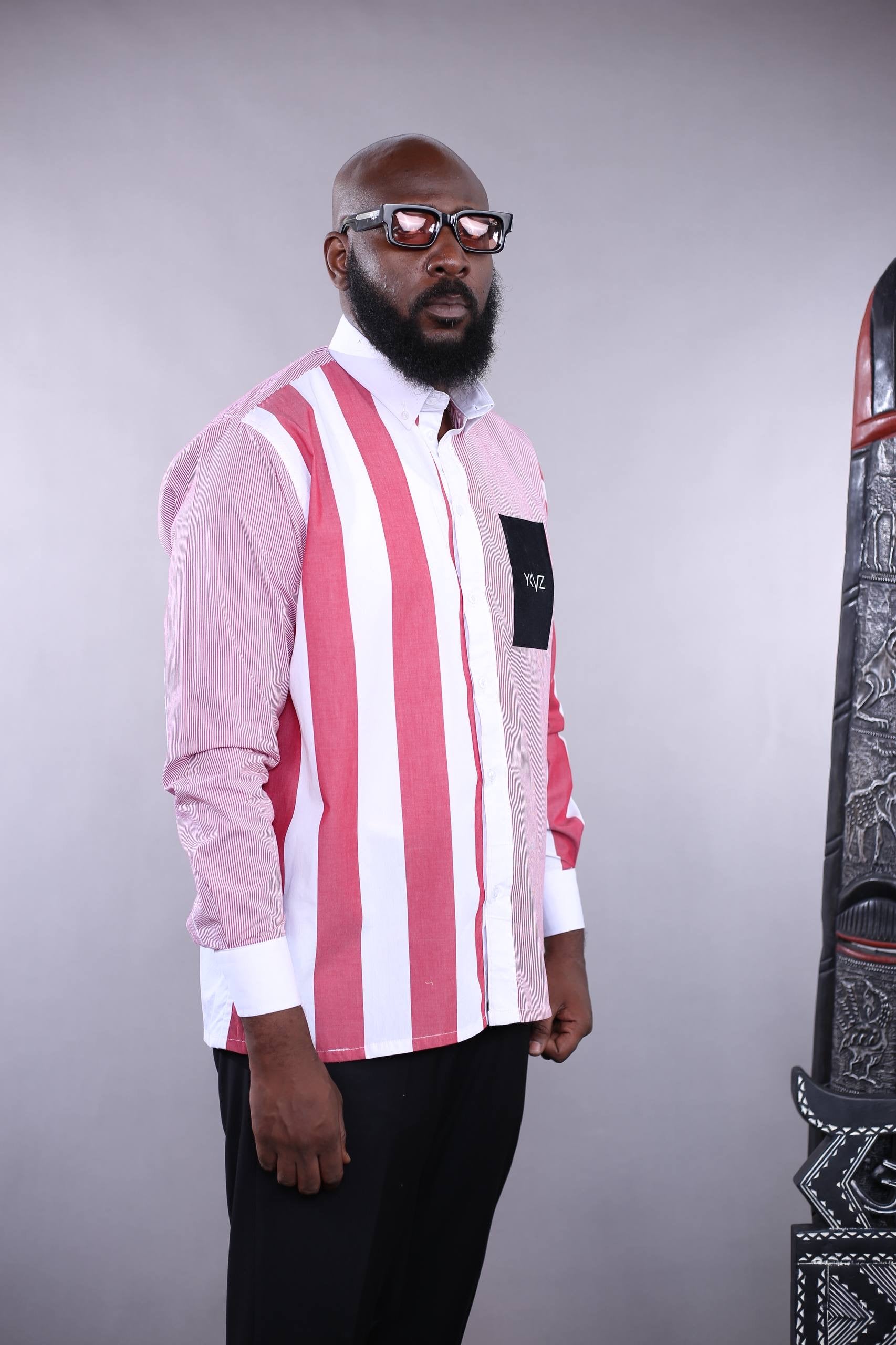 Chemise OSLO V – Rayures Rouge/ Blanc | Signature Classique Noire
