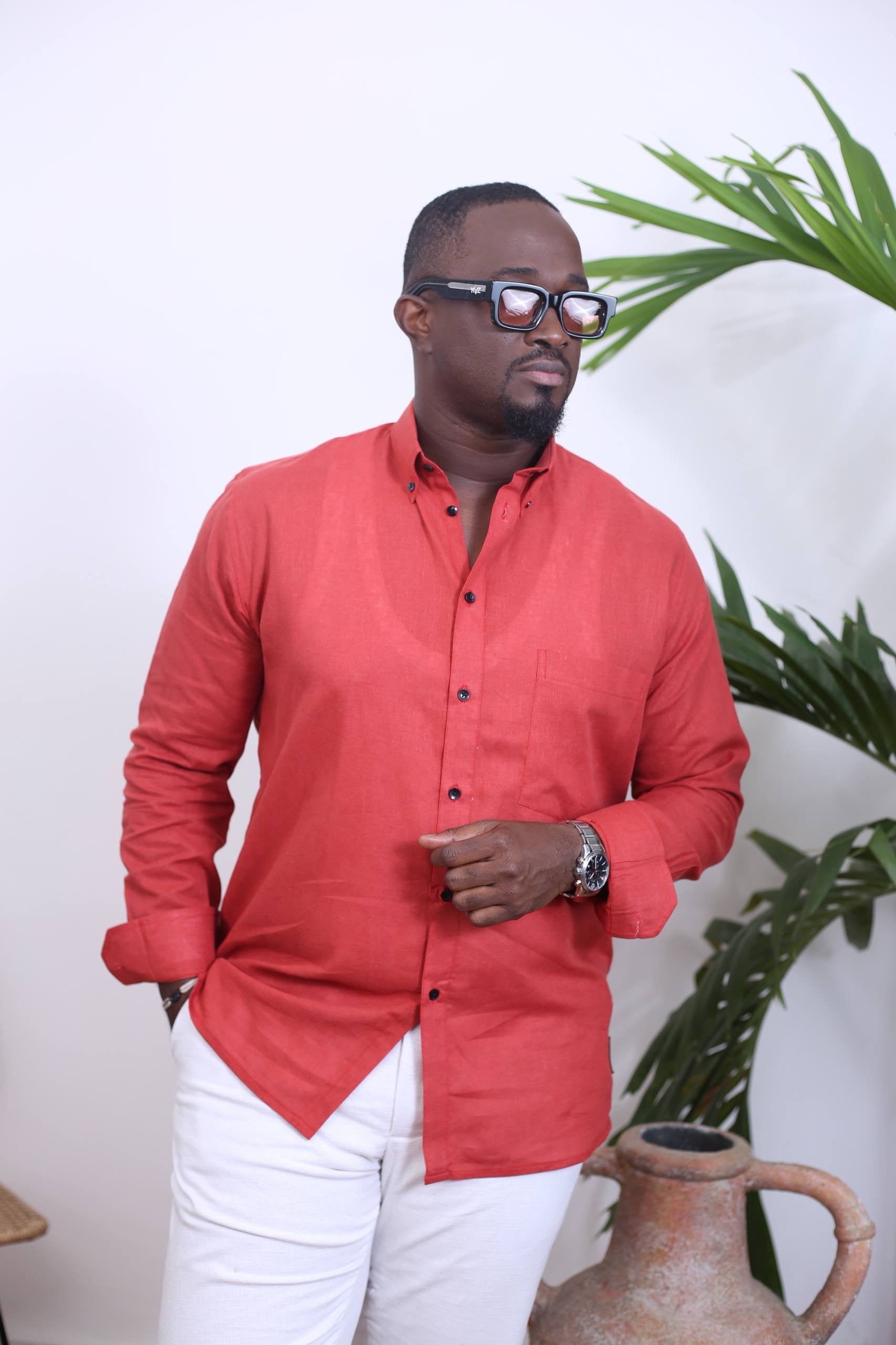 Chemise Mandala II Lin _ Rouge